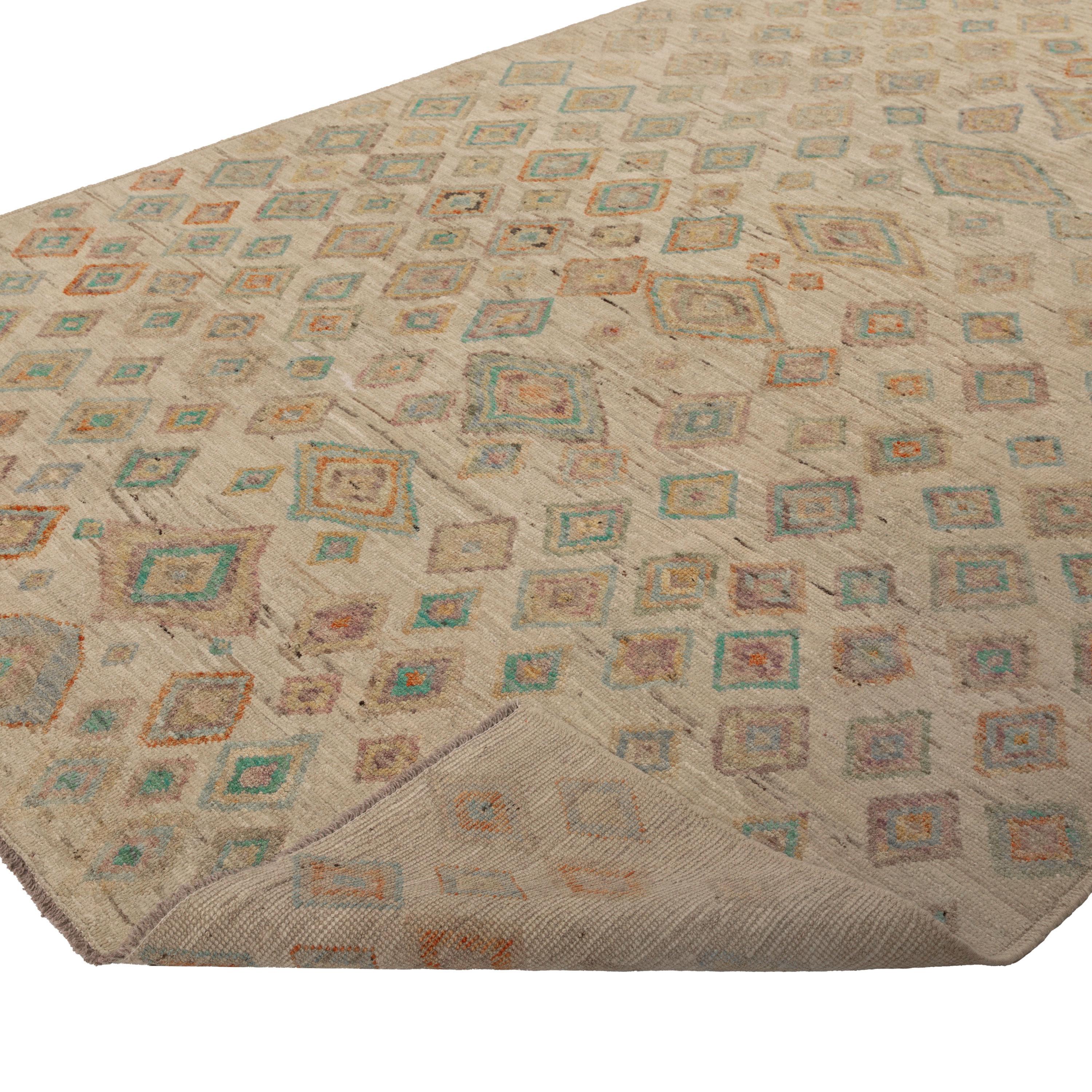 Afghan abc carpet Zameen Multicolored Geometric Modern Wool Rug - 6'9