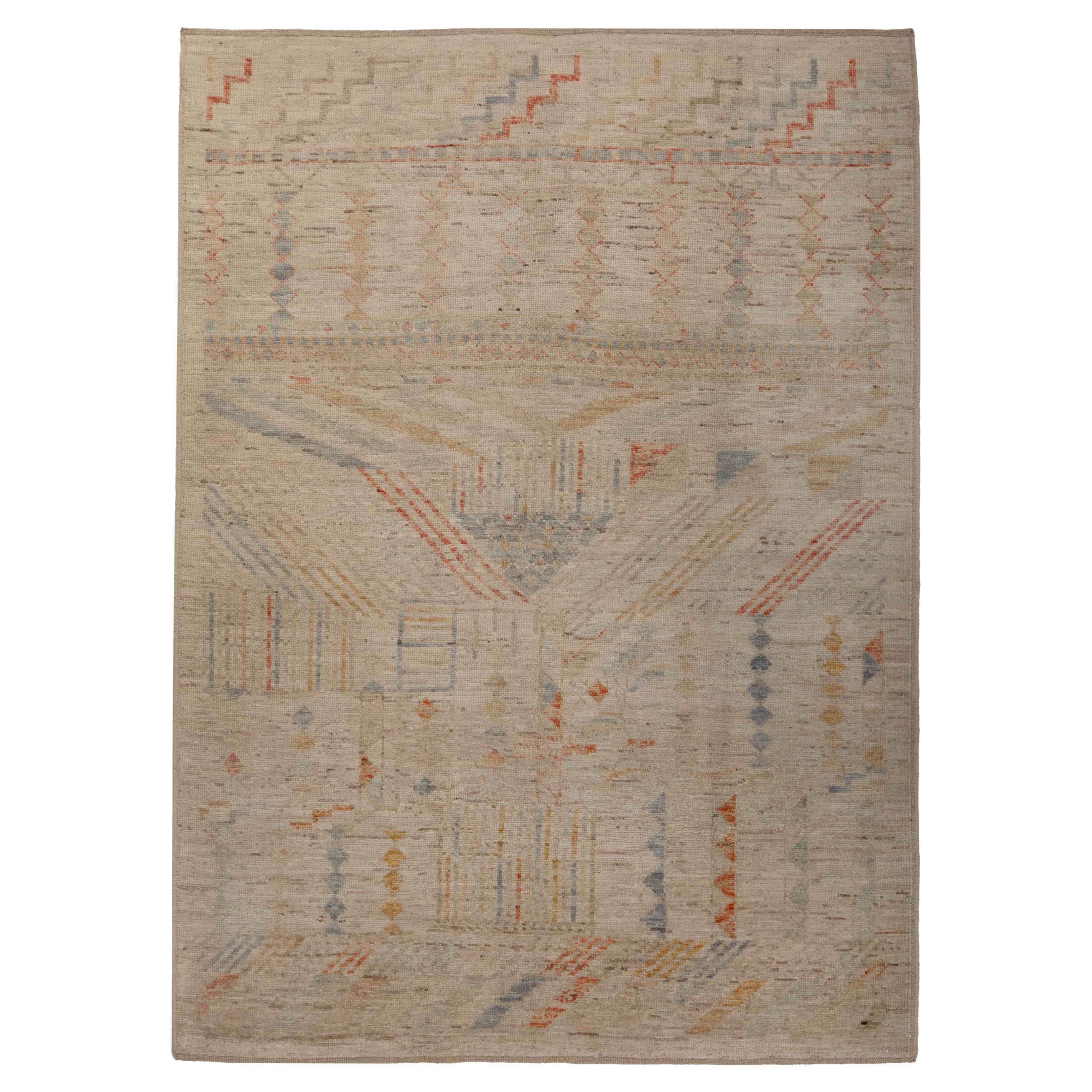 abc carpet Zameen Patterned Modern Wool Rug 7'8" x 9'9" For Sale at