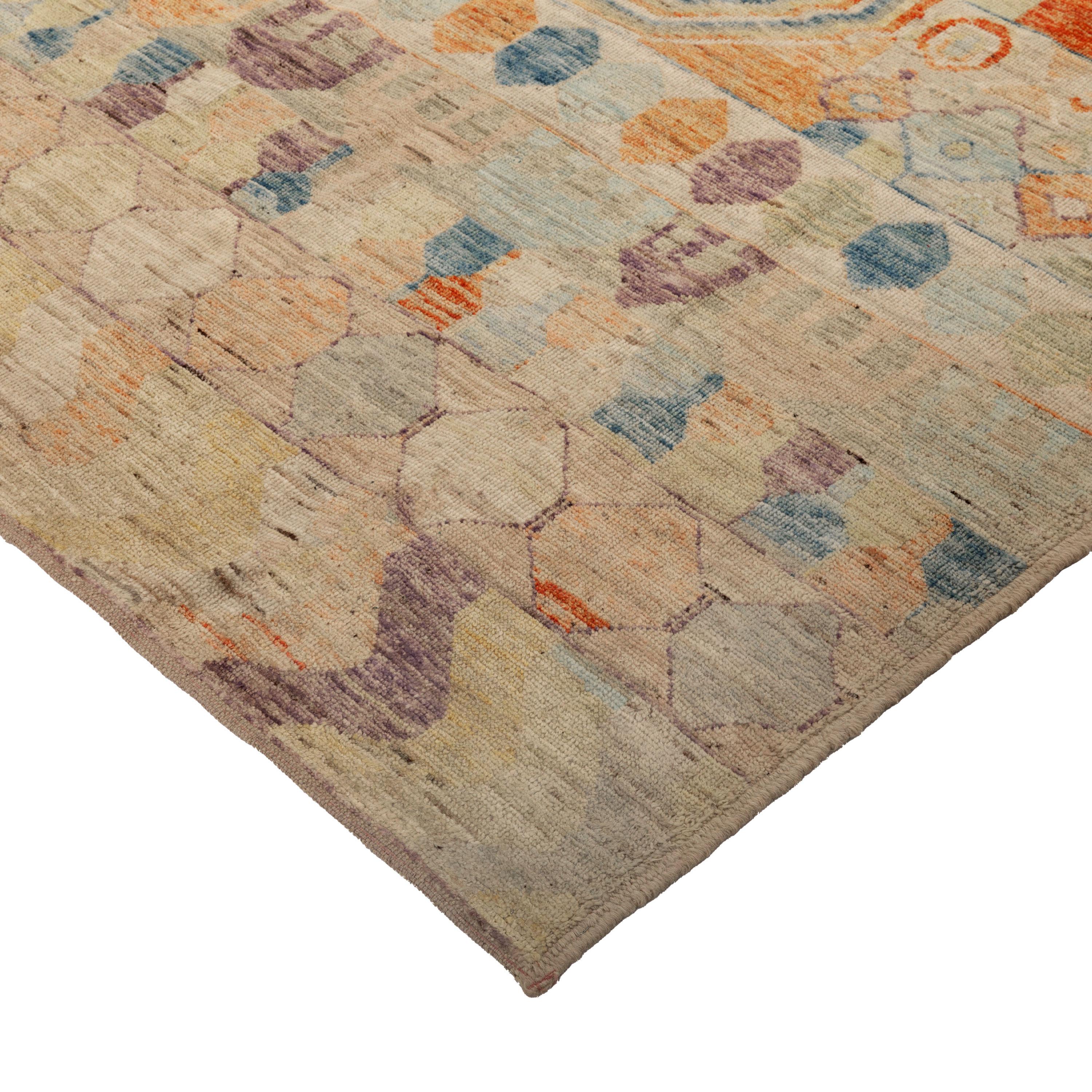 Mid-Century Modern abc carpet Zameen Multicolored Mosaic Wool Rug - 5'8