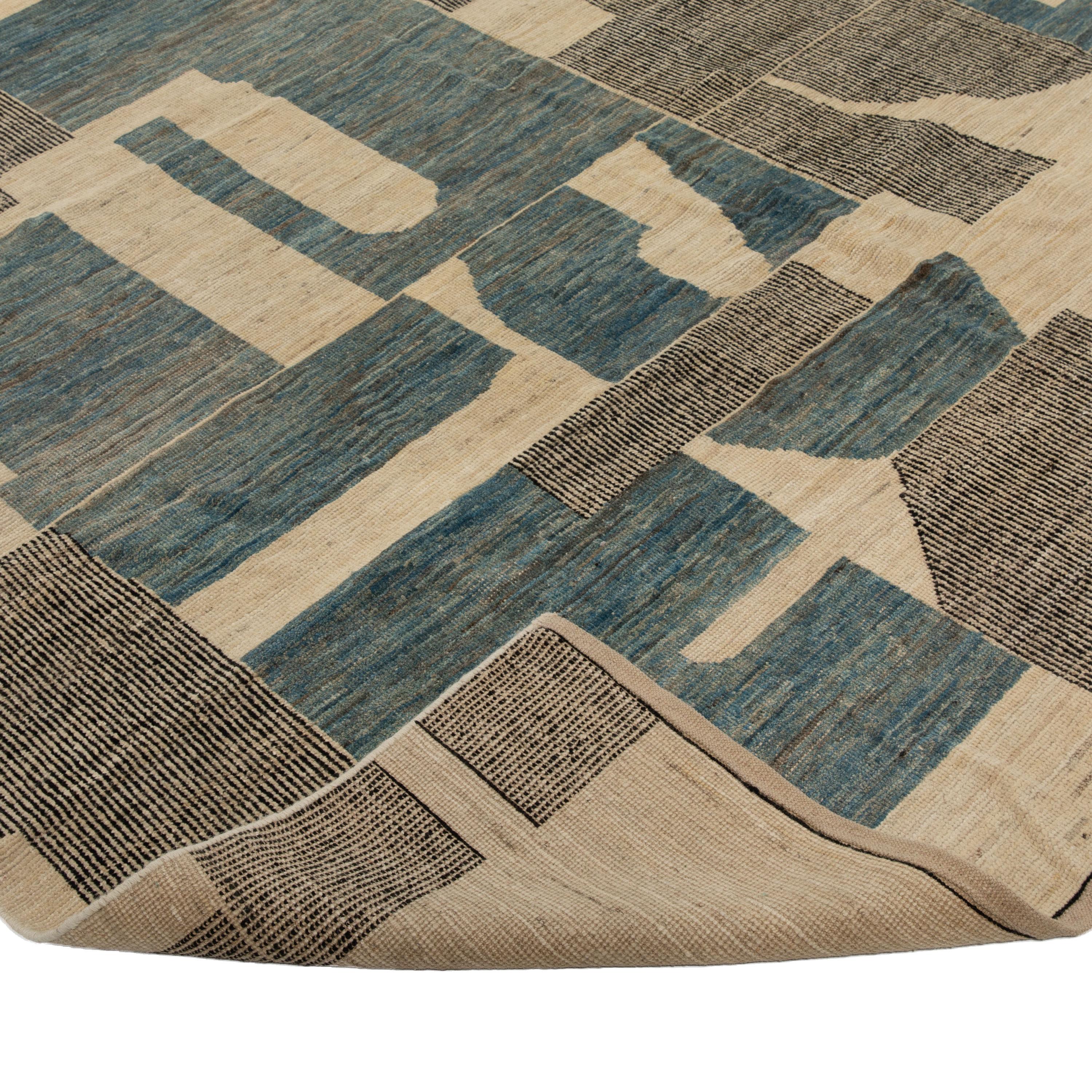 Afghan abc carpet Zameen Patterned Modern Wool Rug - 12'5