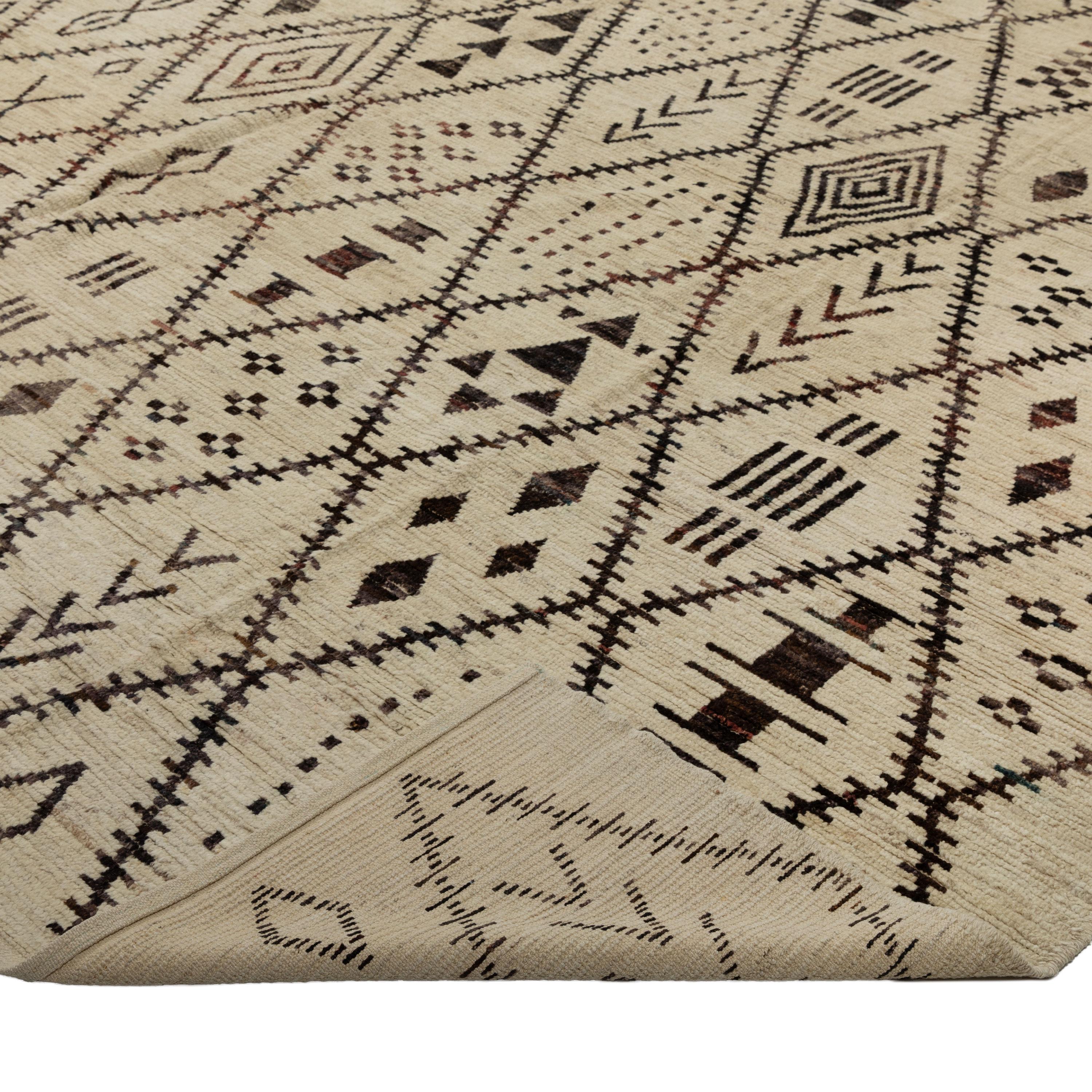 Afghan Tapis moderne en laine à motifs Zameen - 13'5
