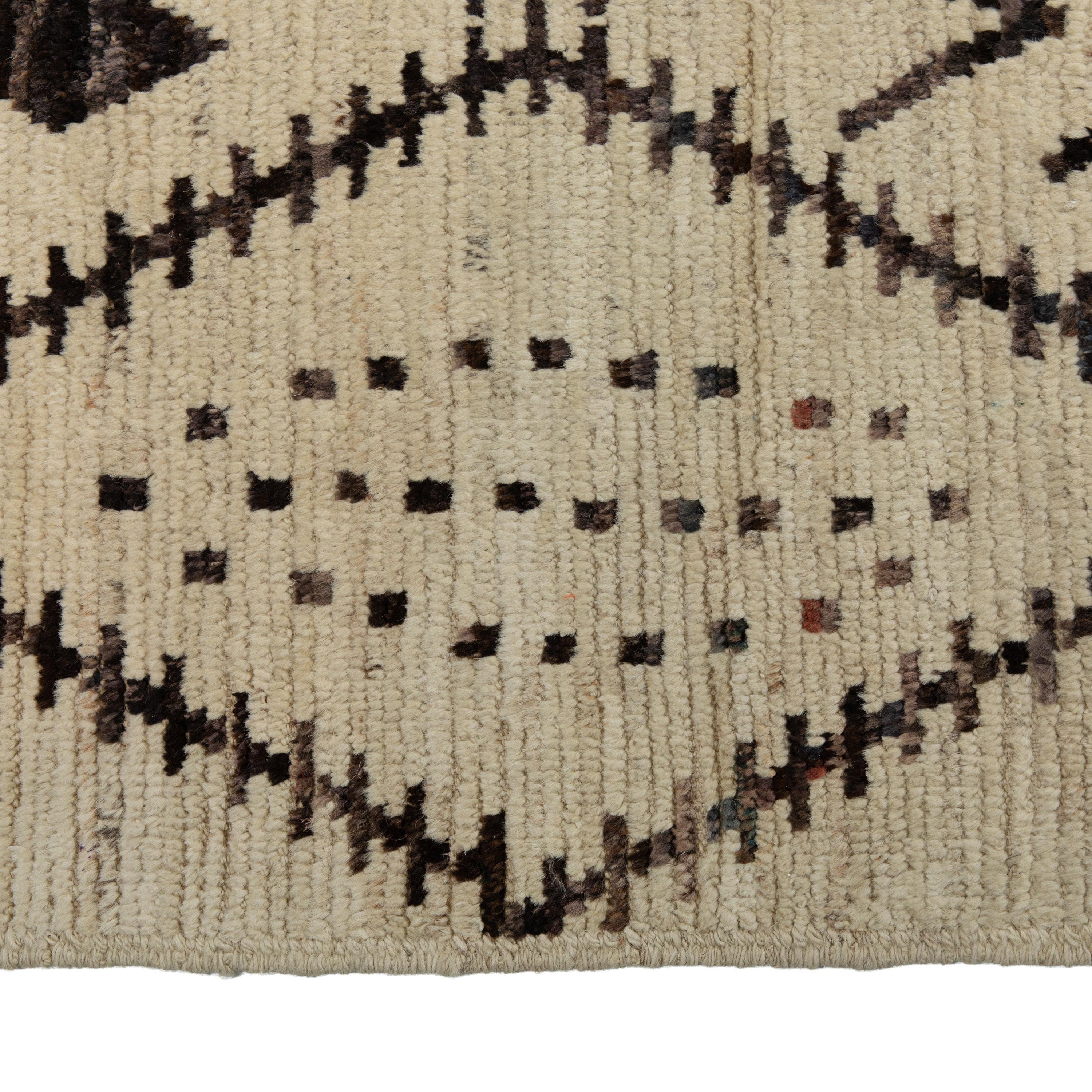 Noué à la main Tapis moderne en laine à motifs Zameen - 13'5