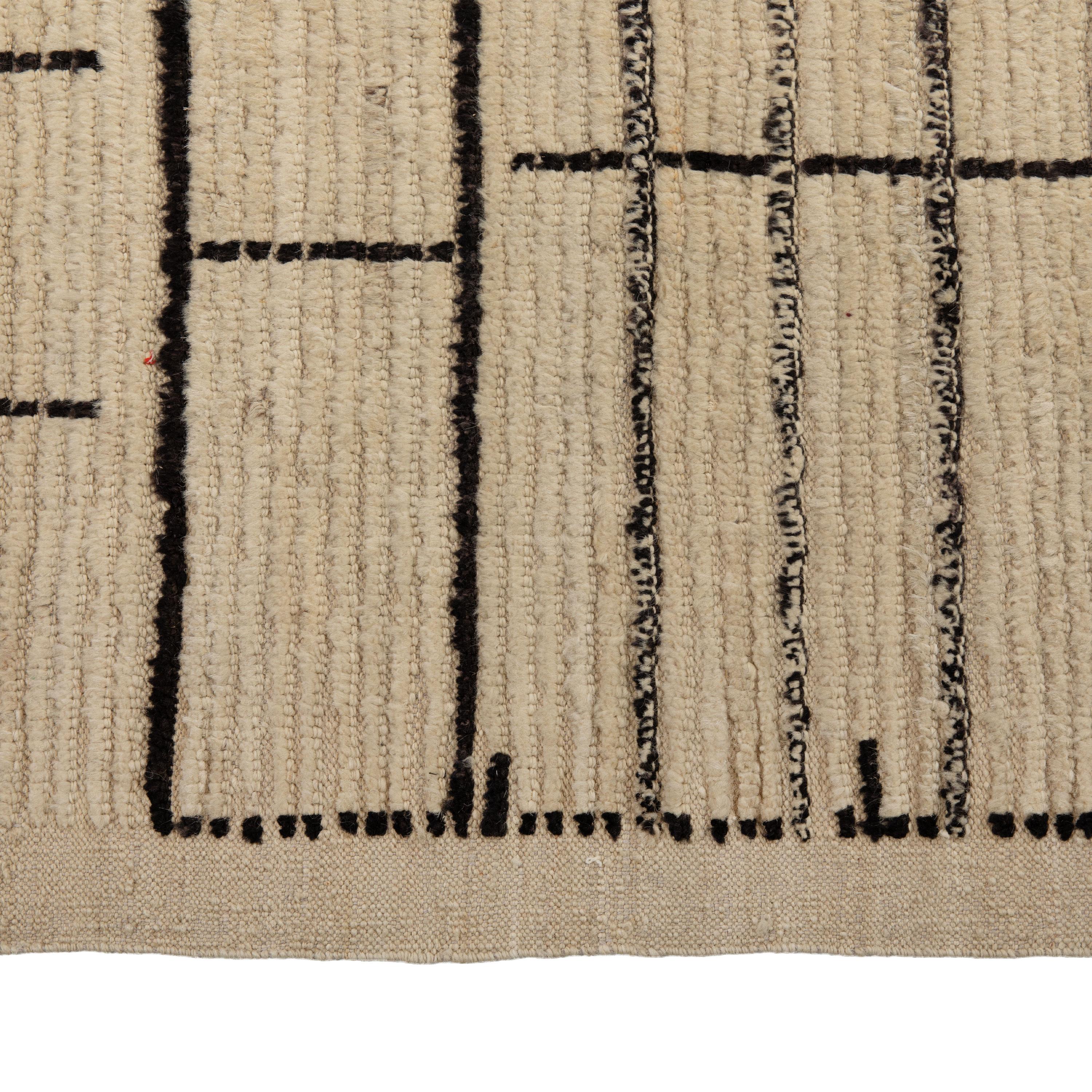 Noué à la main Tapis moderne en laine à motifs Zameen - 13'7