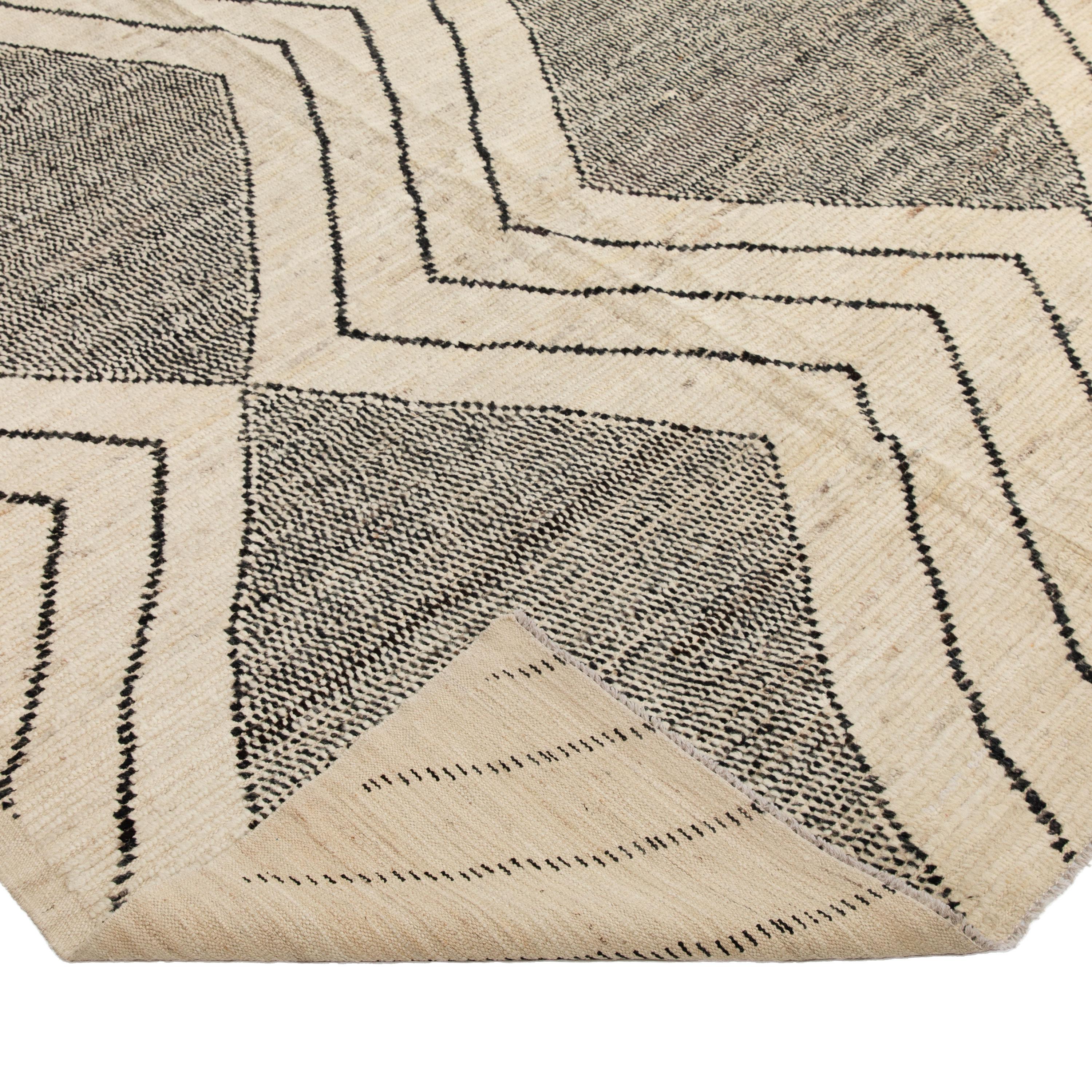 Hand-Knotted abc carpet Zameen Patterned Modern Wool Rug - 14'6