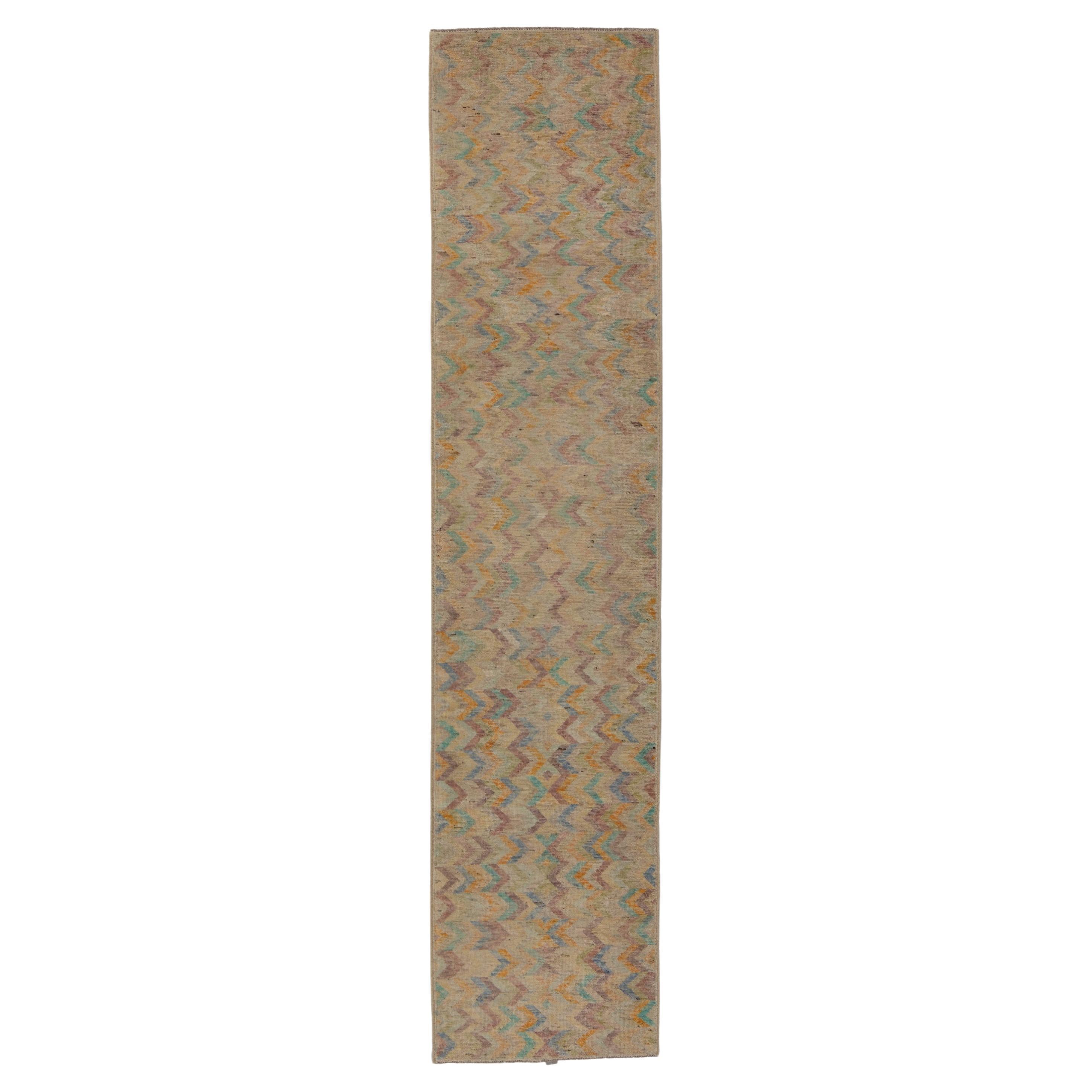 abc Teppich Zameen gemusterter moderner Wollteppich - 2'10" x 12'11" im Angebot