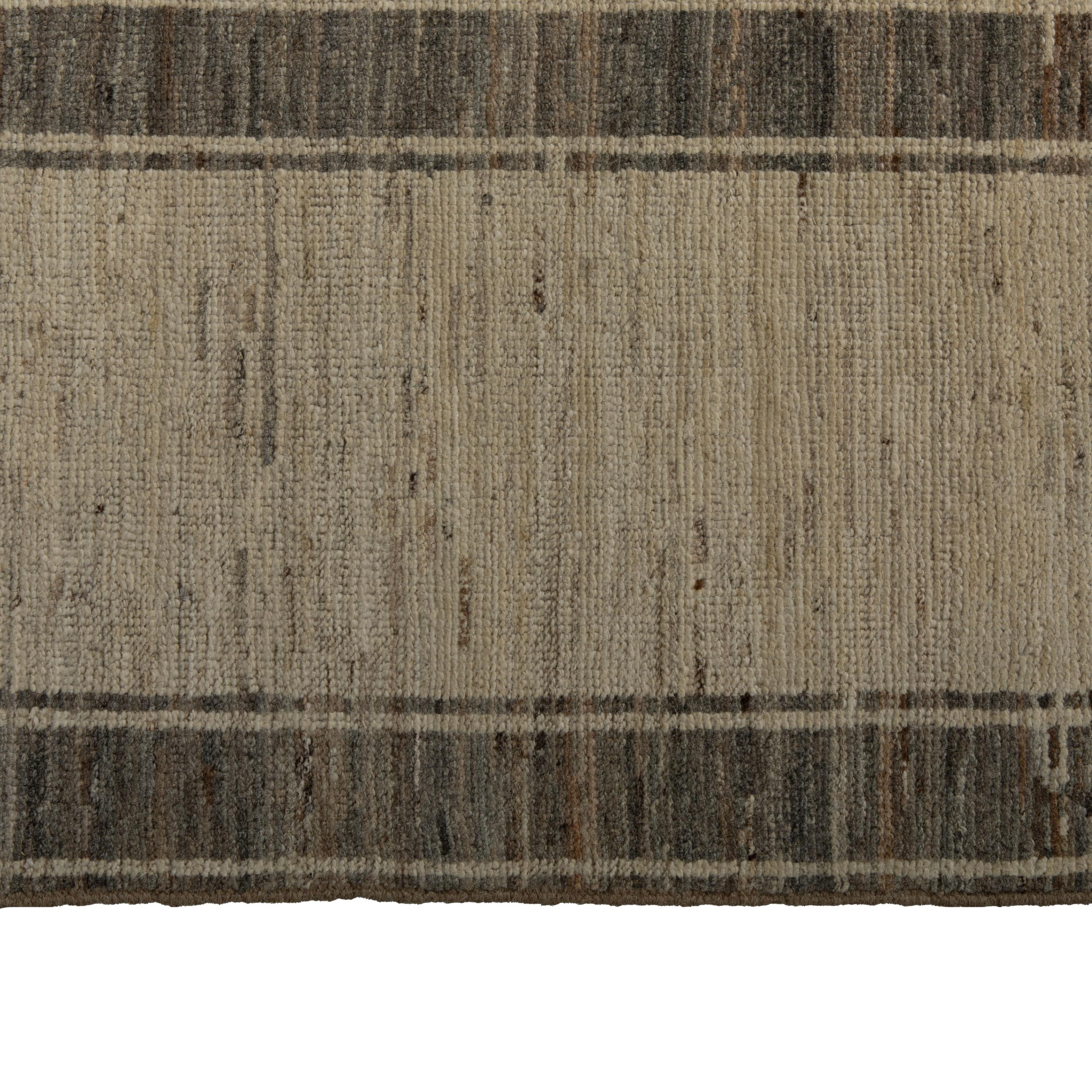 Mid-Century Modern Tapis moderne en laine à motifs Zameen - 9'1