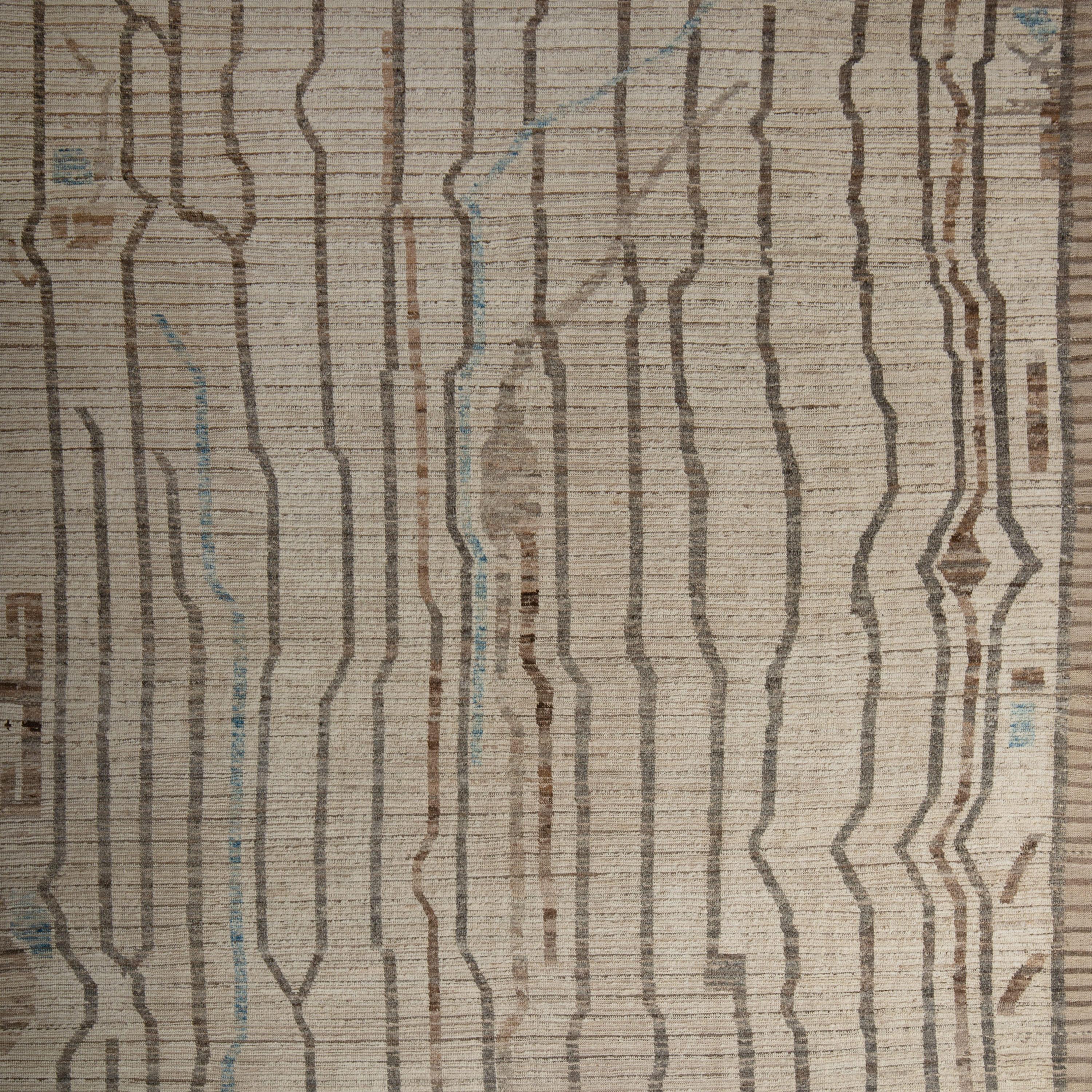Inspirée par les fondements des couleurs naturelles et des matériaux purs de la Terre, la Collection Sameen présente un large éventail de motifs modernes du milieu du siècle dans des tons neutres et doux. Noués à la main en Asie centrale, les tapis