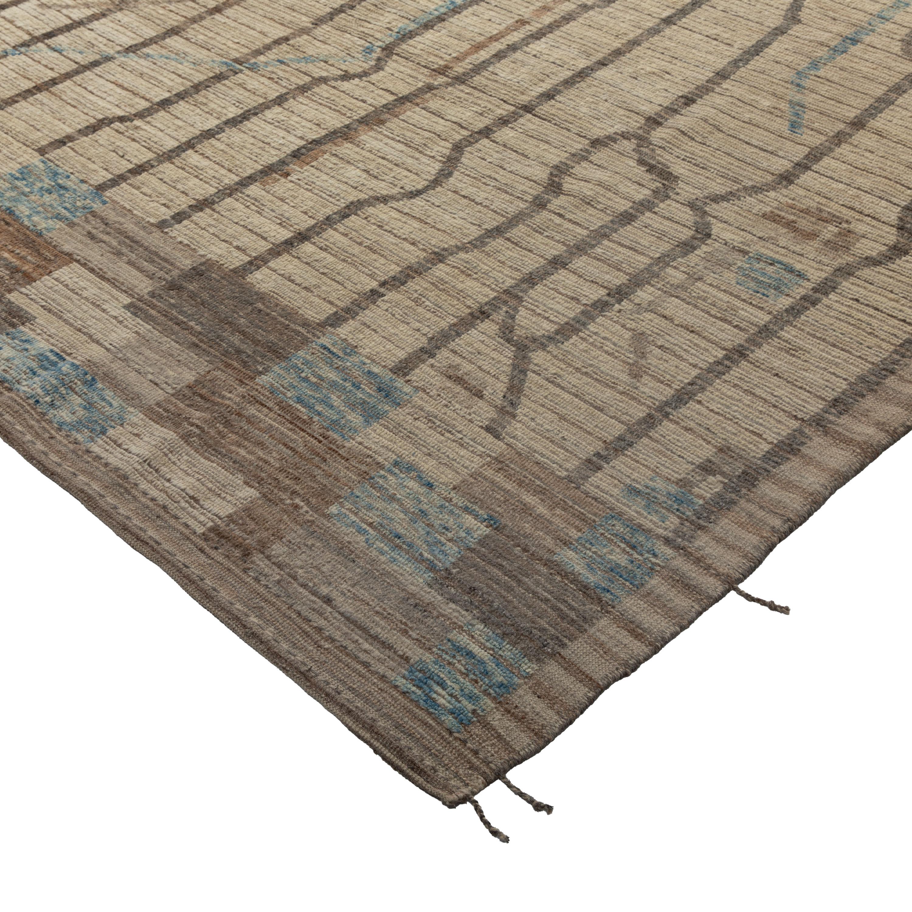 Mid-Century Modern Abc carpet Tapis en laine moderne à motifs Brown Zameen - 9'4