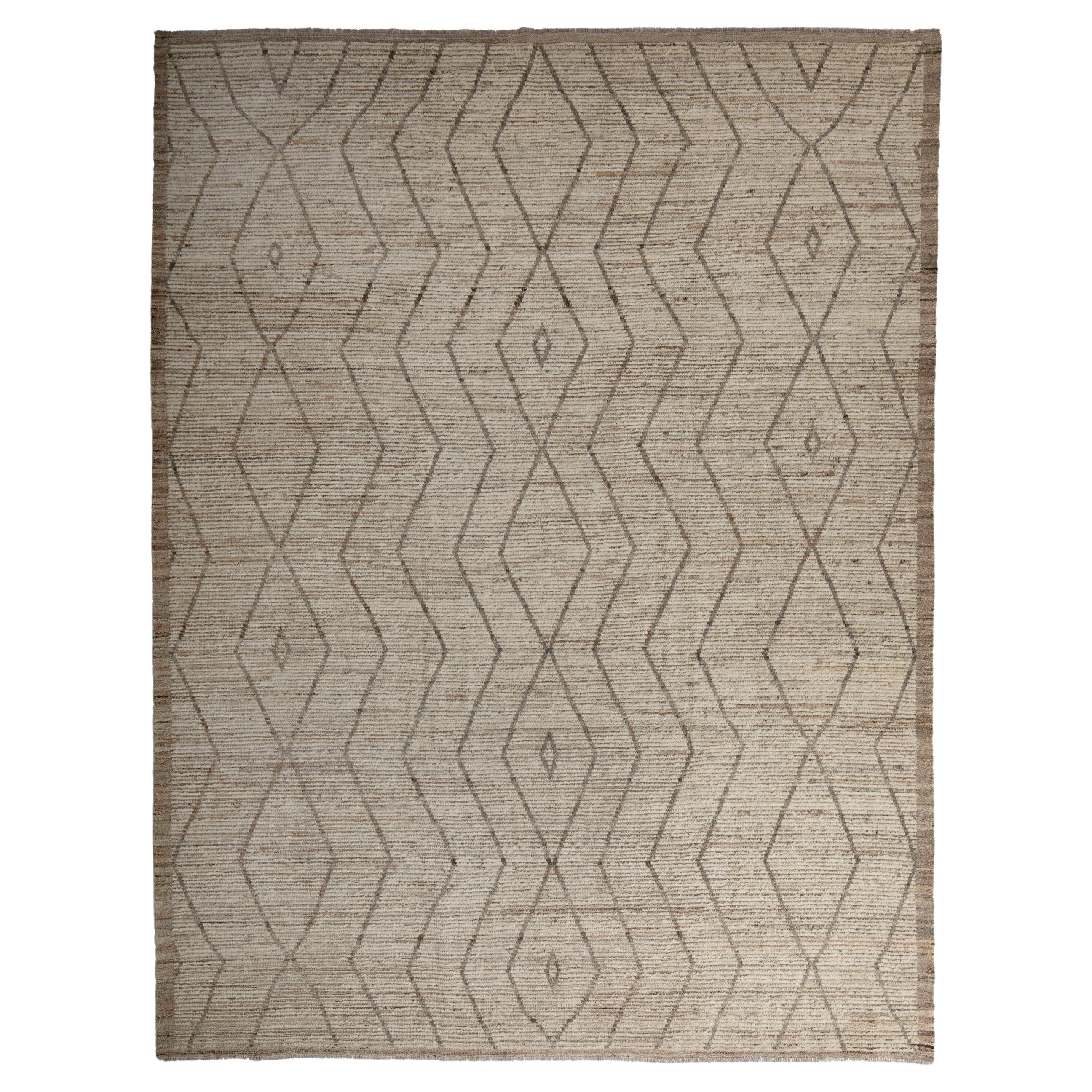 abc carpet Zameen Patterned Modern Wool Rug - 9'5" x 12' For Sale