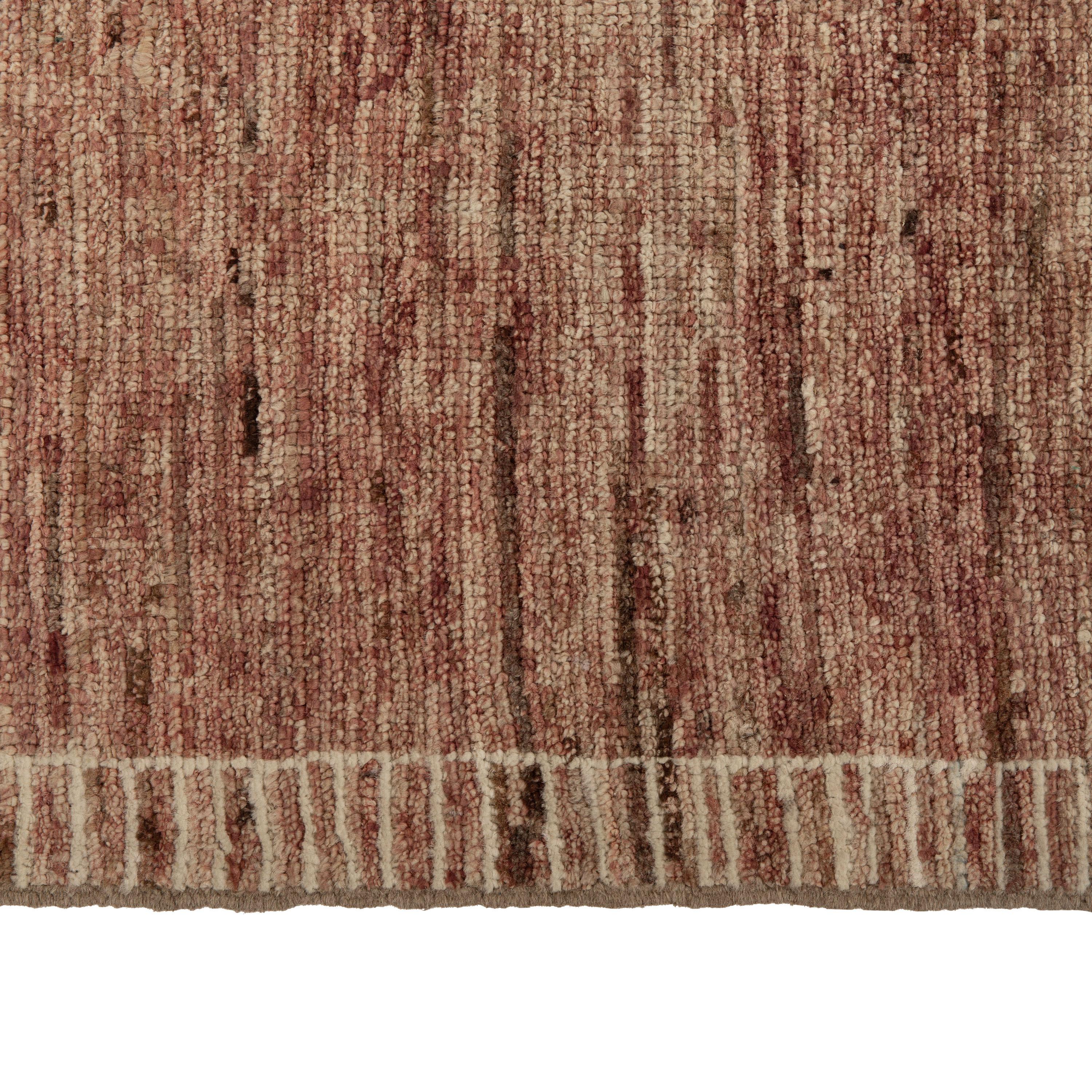 Mid-Century Modern abc carpet Zameen Pink and Cream Modern Wool Rug - 7'6