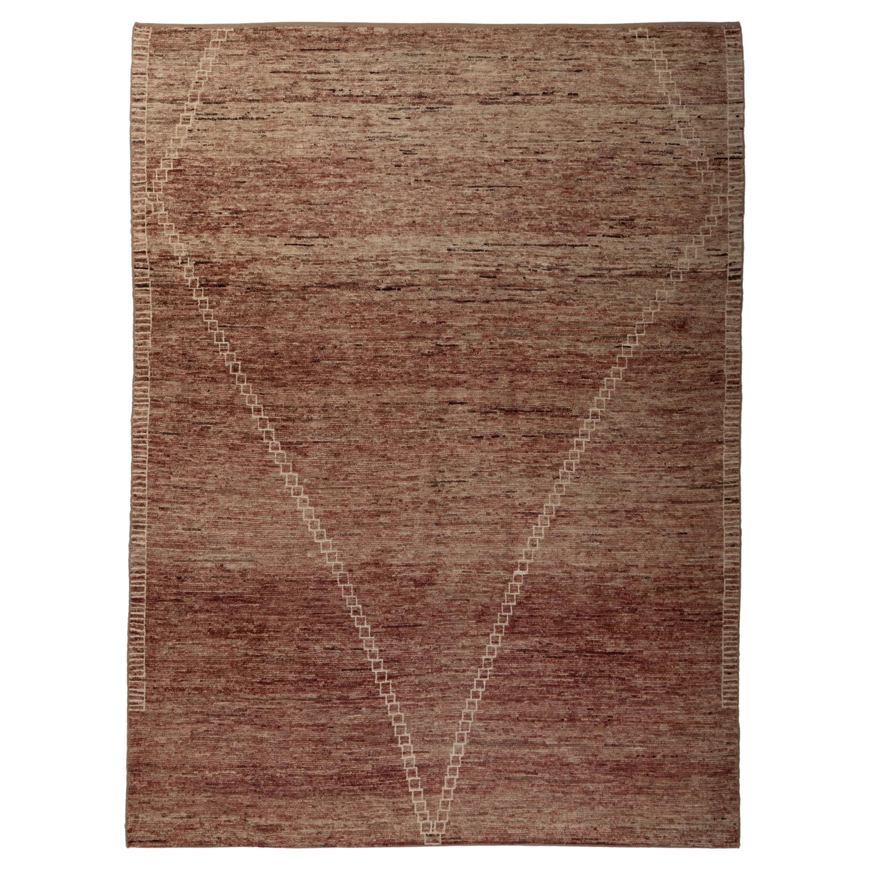 abc carpet Zameen Pink and Cream Modern Wool Rug - 7'6" x 10"