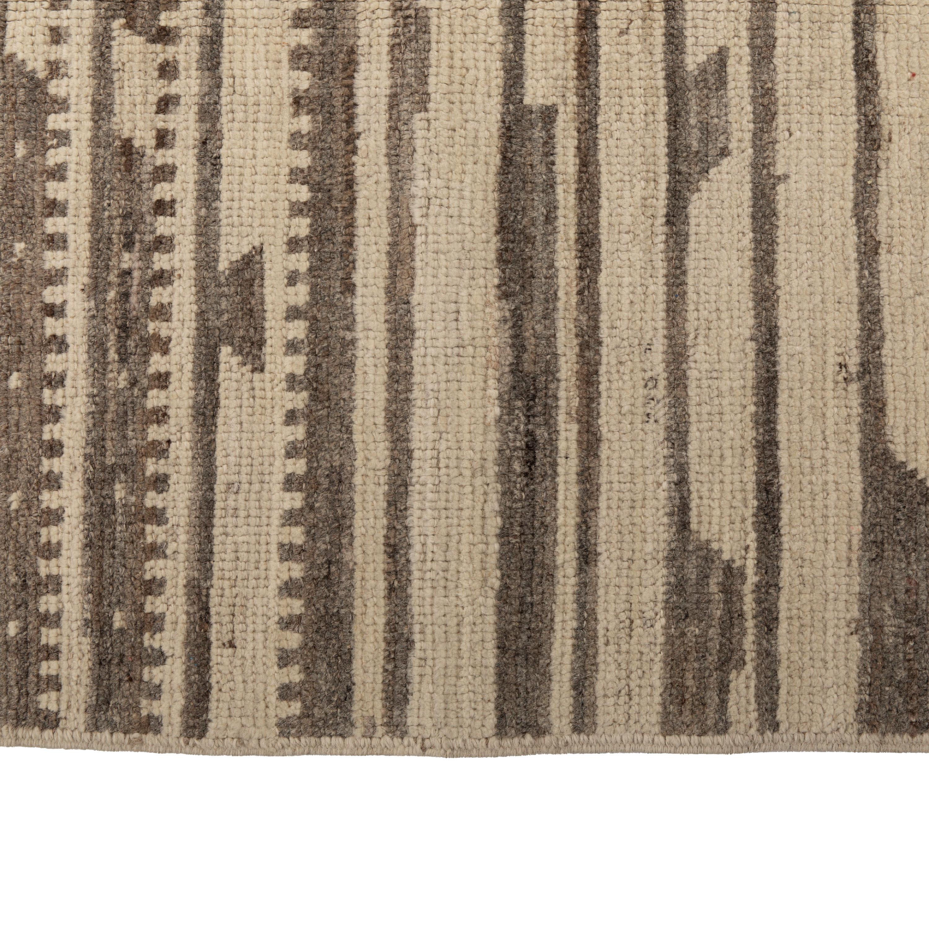 Mid-Century Modern abc carpet Zameen Taupe and Cream Modern Wool Rug - 6'4