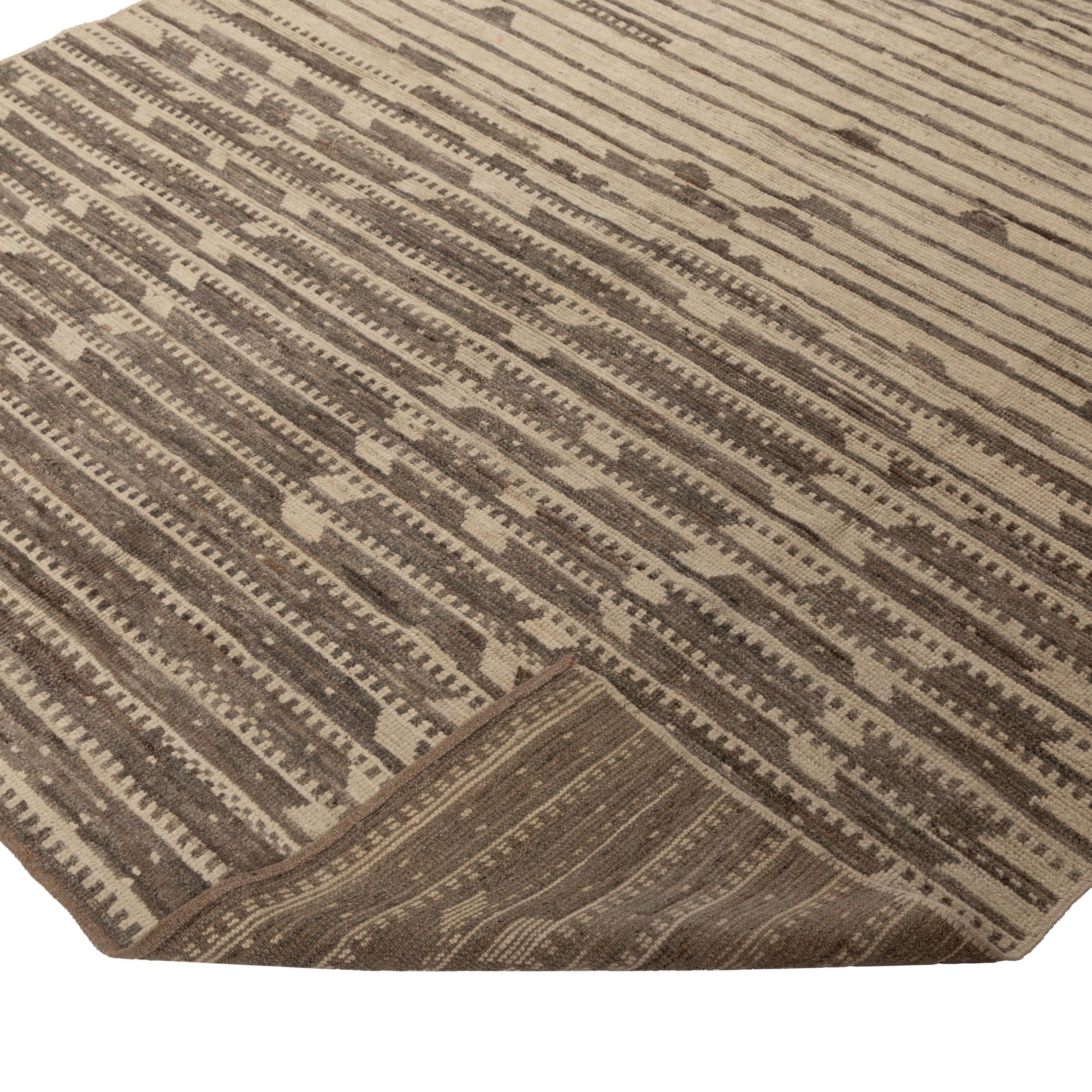 Hand-Knotted abc carpet Zameen Taupe and Cream Modern Wool Rug - 6'4