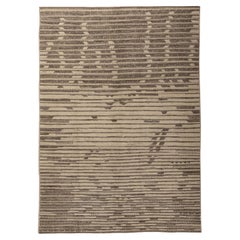 Tapis moderne en laine Zameen taupe et crème - 6'4" x 9'1"