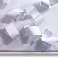 Soñar en blanco II Escultura mural abstracta de metal enmarcada Pintura