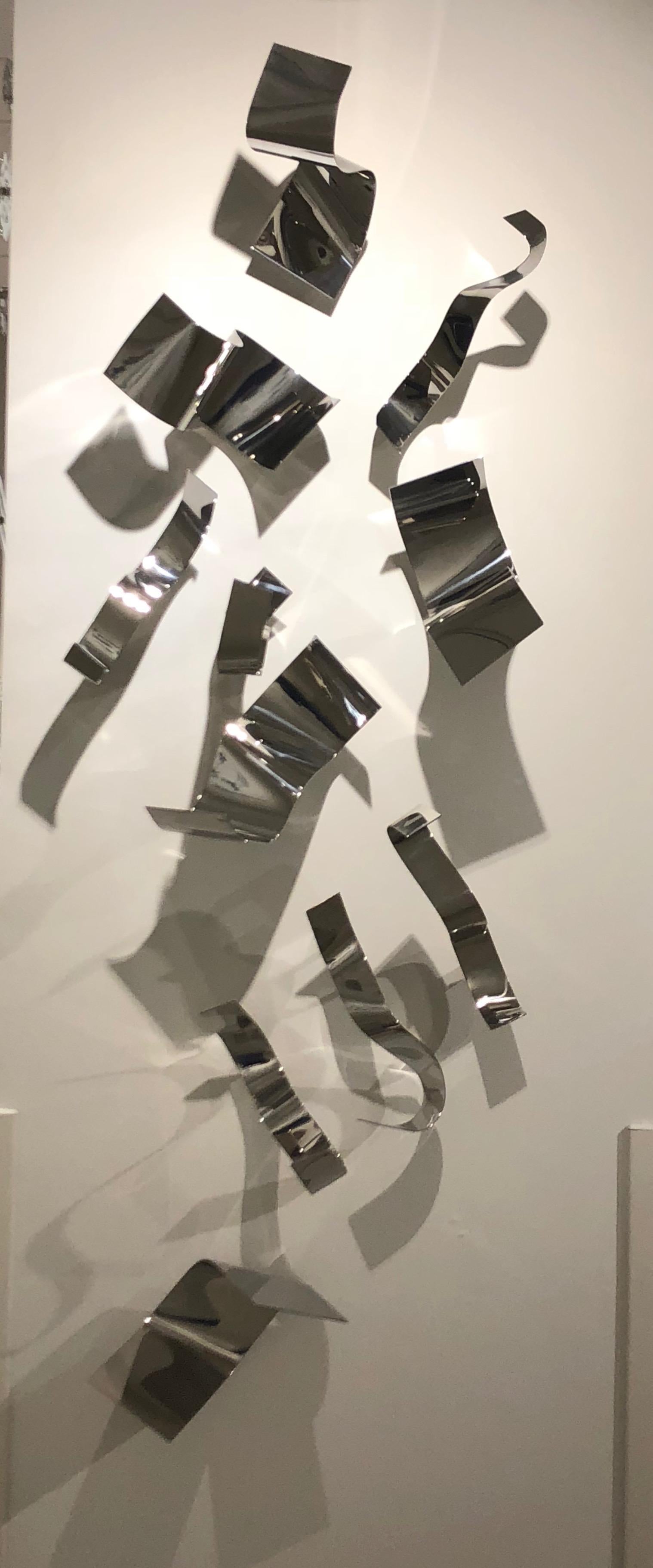 Zammy Migdal Abstract Sculpture - Eleven Minors and You high polished Chrome metal elements Zammy  Migdal 2018