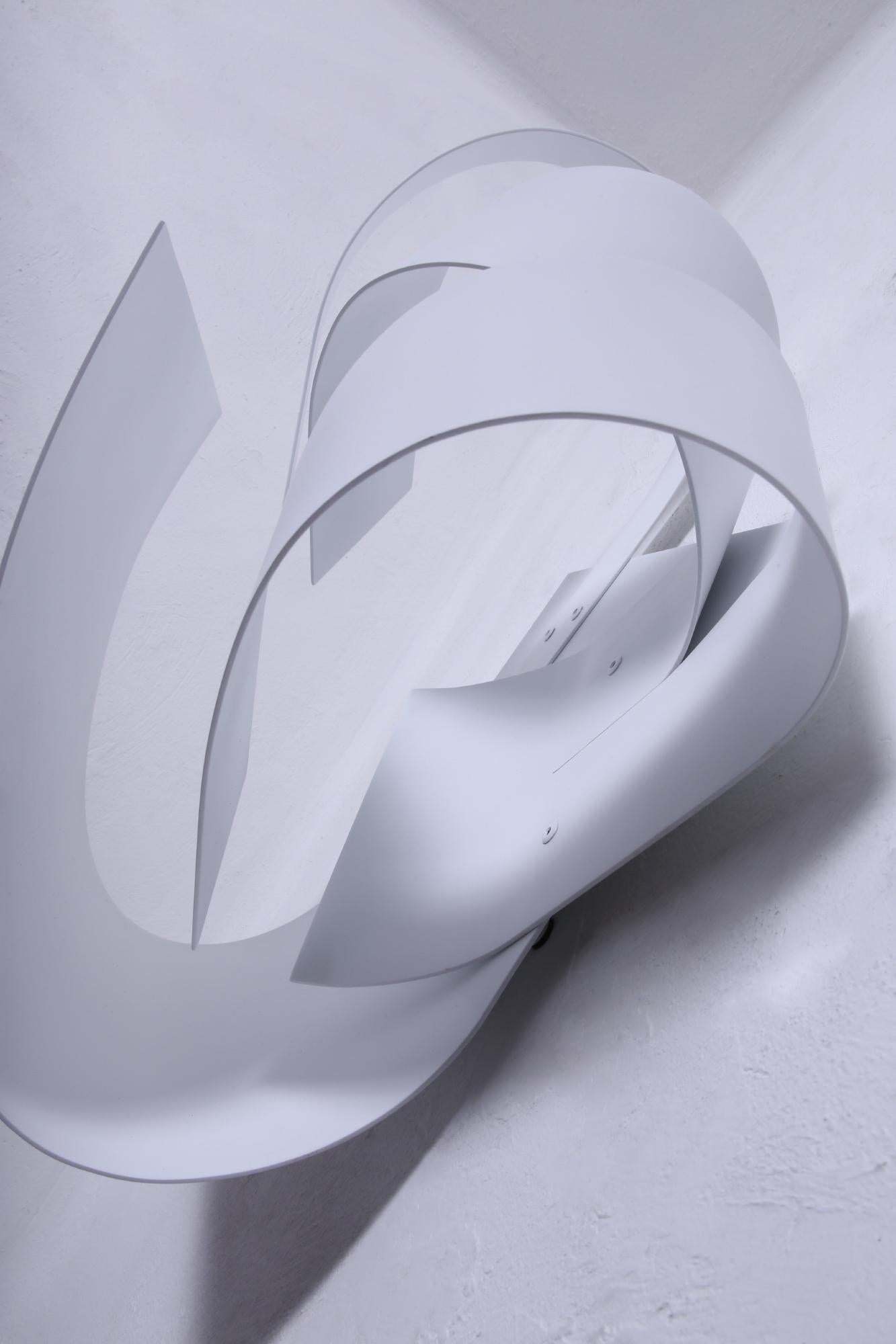 Stirring Within White - Abstract Geometric Sculpture by Zammy Migdal