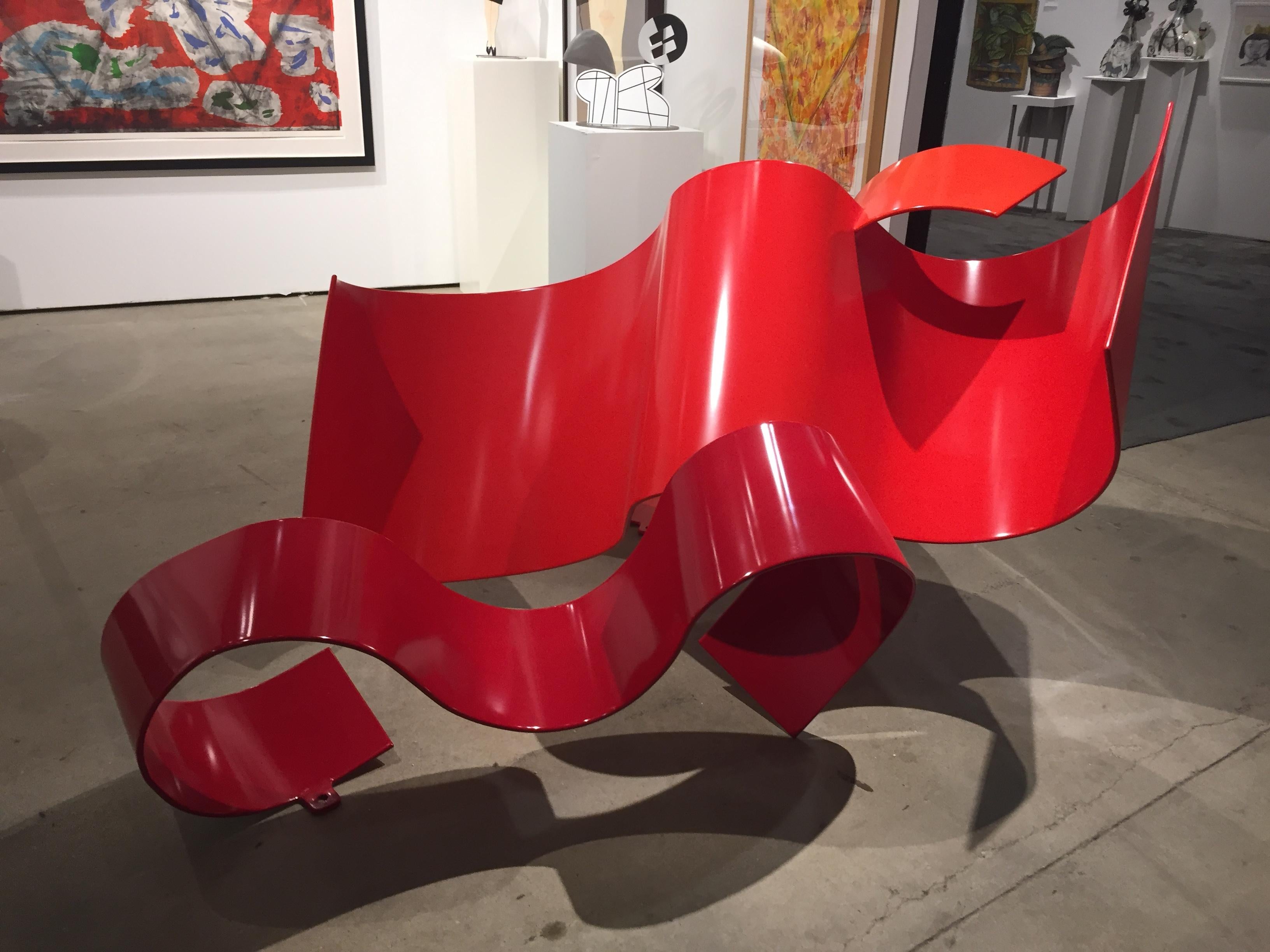 Zammy Migdal Abstract Sculpture - Undulating Trio in Red