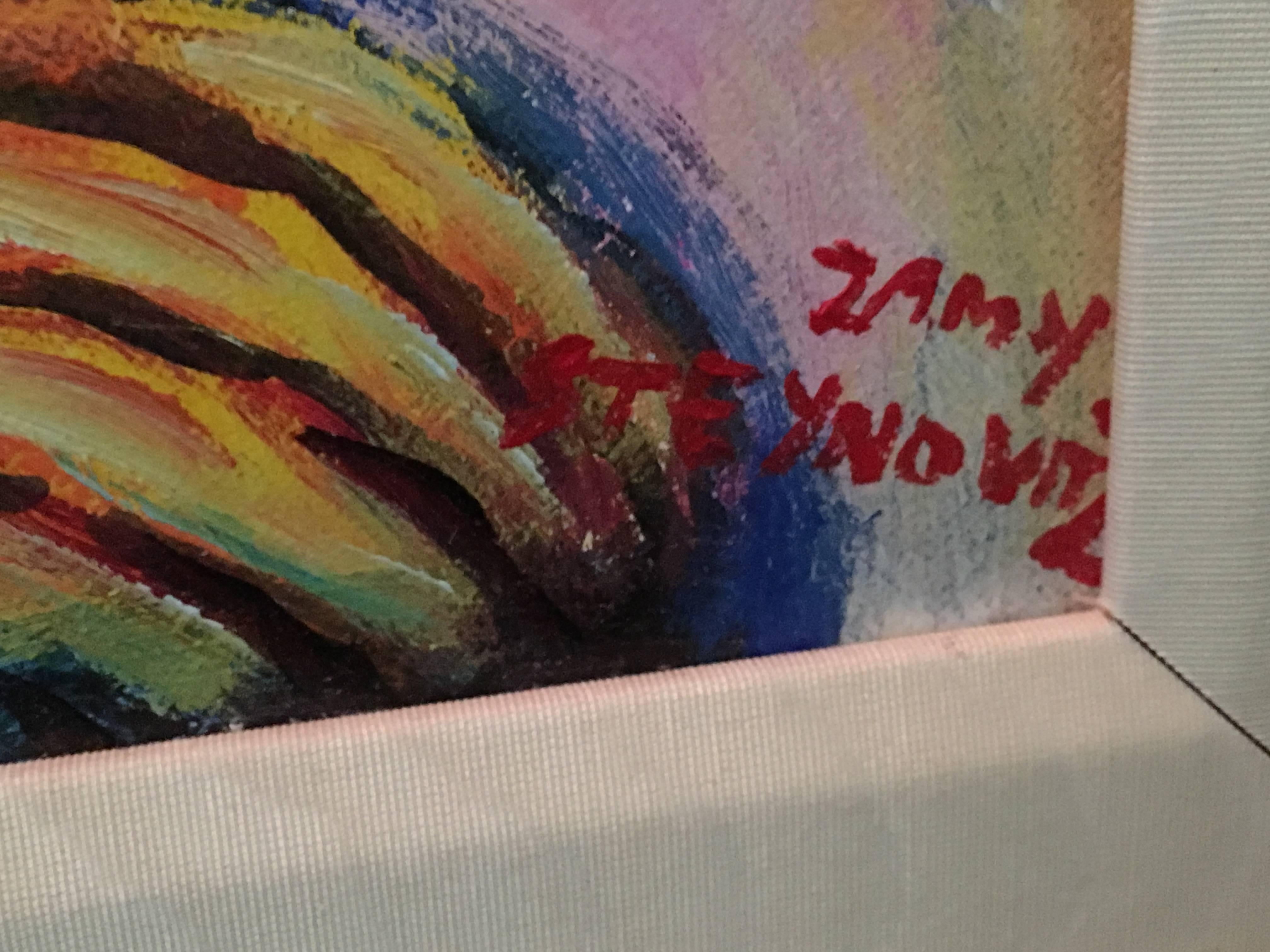 Dove of Peace, Bounty of Fruit Original Oil by Zamy Steynovitz - Contemporary Painting by Zammy Steynovitz