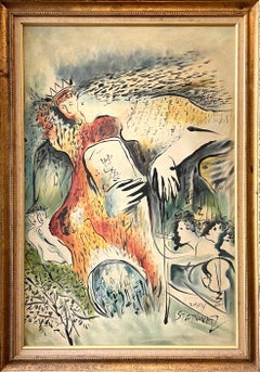King David, Jerusalem (after Marc Chagall) Oil Painting Israeli Judaica Art