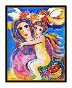 Zamy Steynovitz Original Oil Painting On Canvas Signed Mother Child Portrait Art