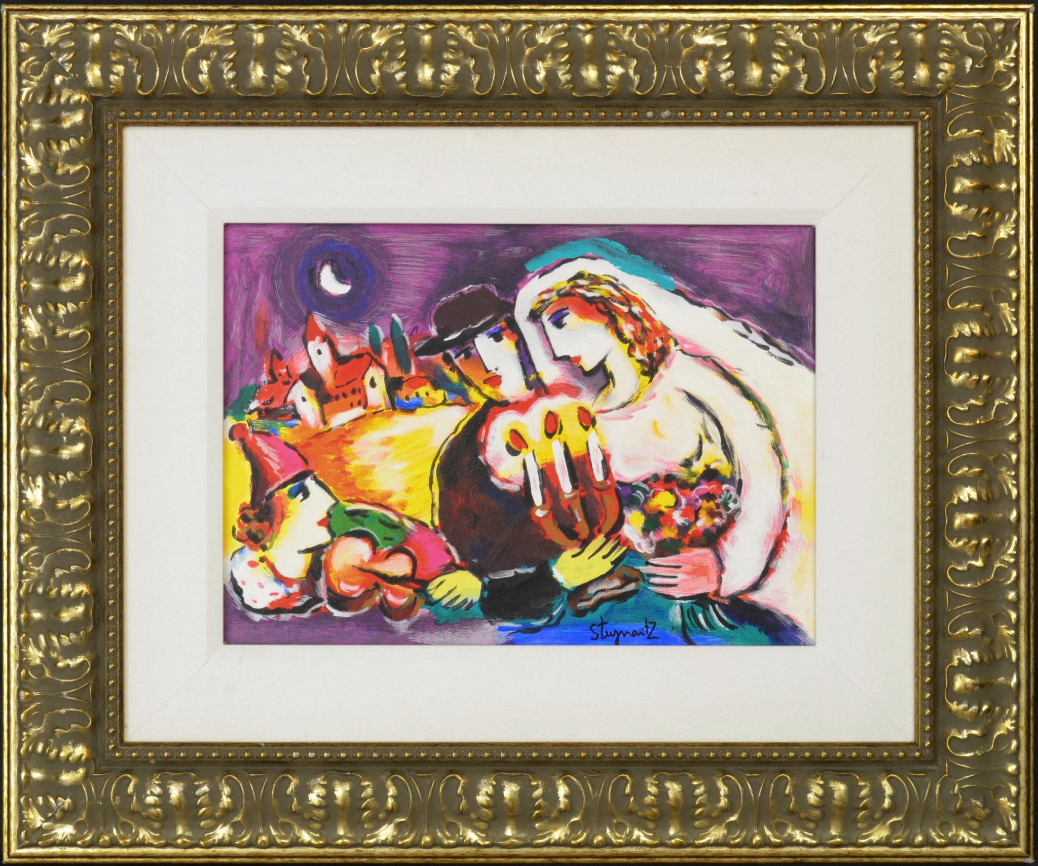 Rare Artist Proof (AP) Color Serigraph Hand Embellished by the famous and well-listed artist Zammy Steynovitz (1951 – 2000) Entitled "Romantic Nights"  This is a Limited Edition Artist Proof of only 24 copies  Print and Embellishments on Board 