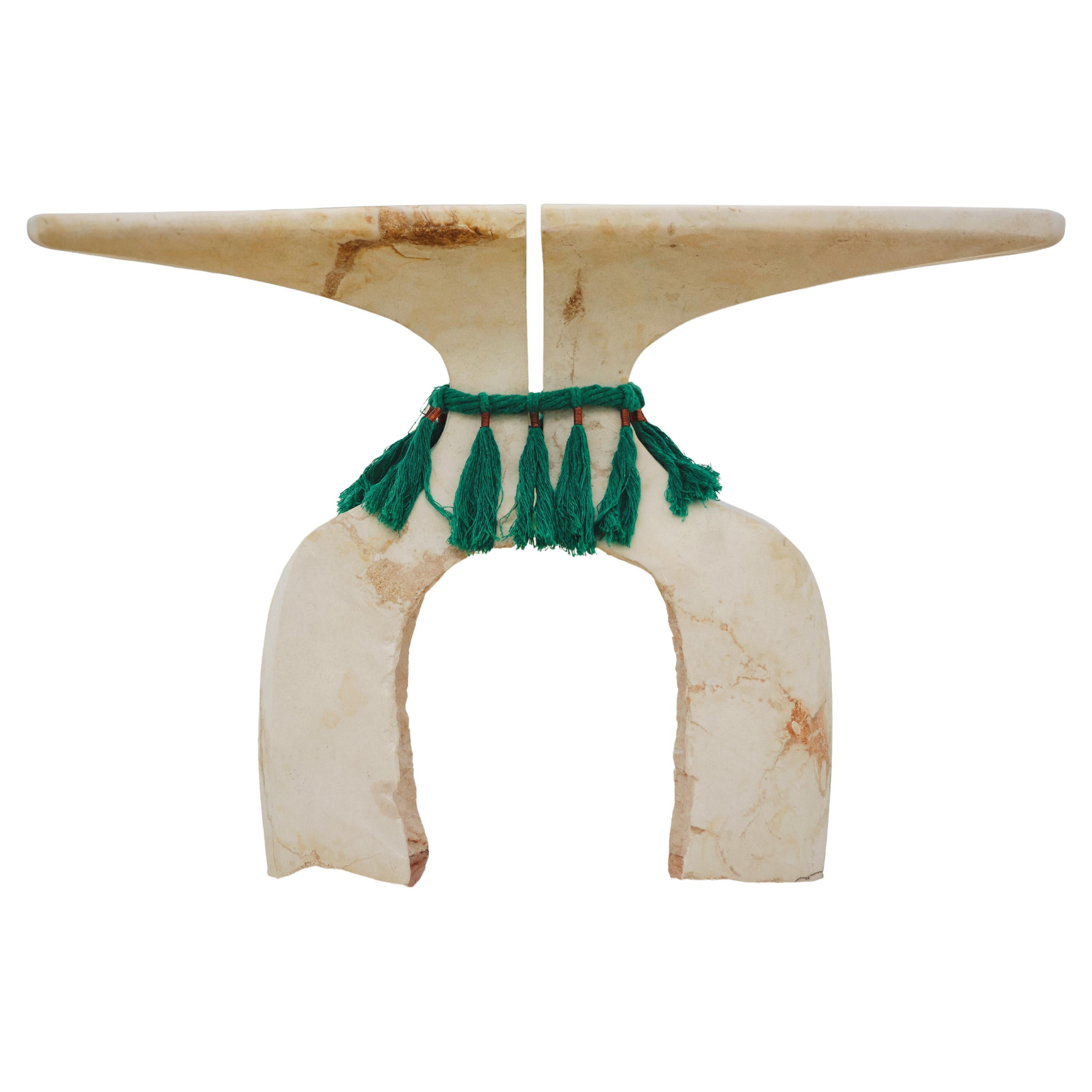 ZAMNÁ Limited Edition Sculptural Table in Cream Limestone by Iván Guerrero For Sale