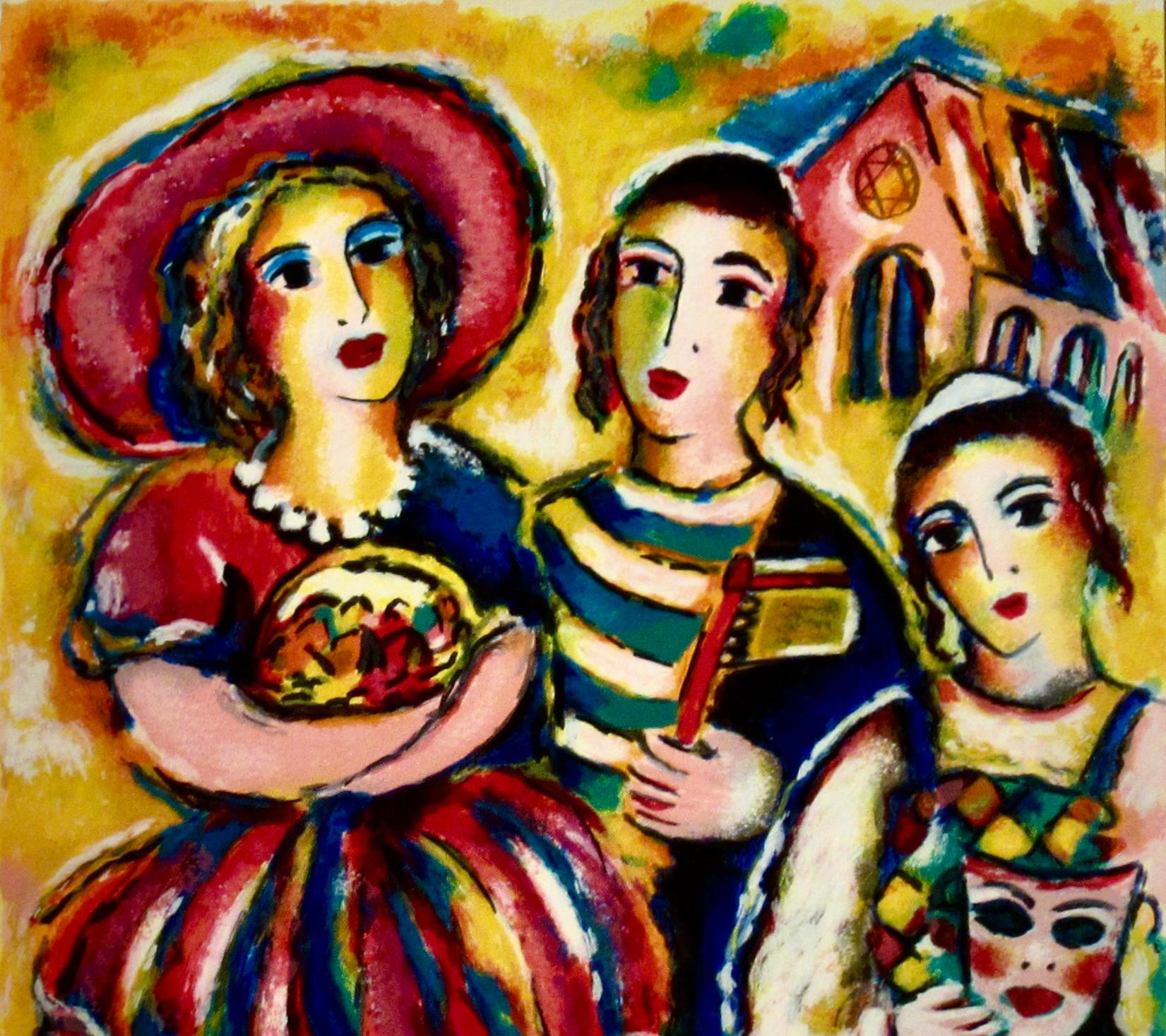 Trois enfants - Impressionnisme Print par Zamy Steynovitz