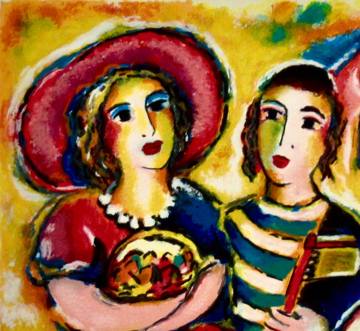 Trois enfants - Beige Figurative Print par Zamy Steynovitz