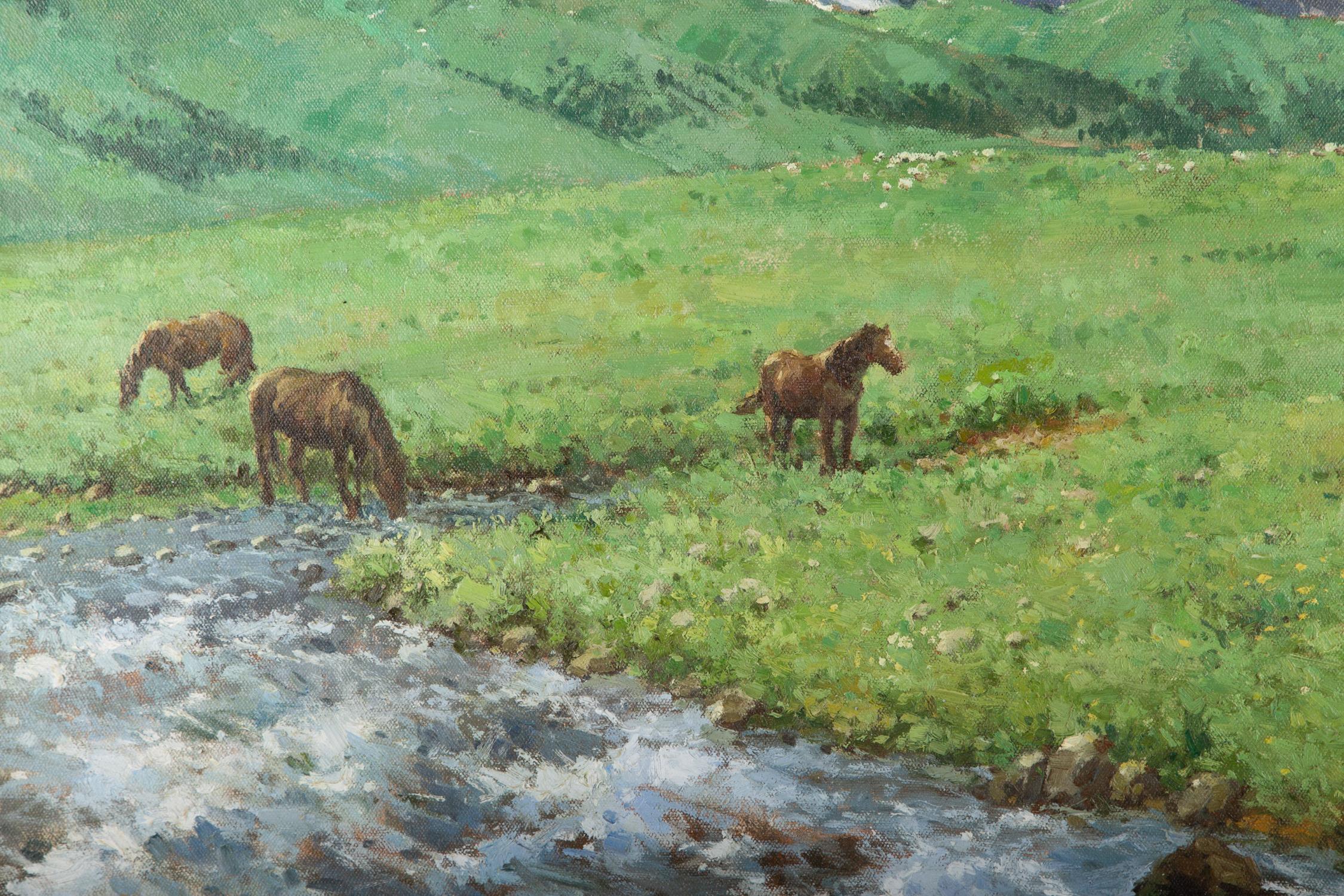 Close To The Nature - American Impressionist Painting by Zanbo Niu