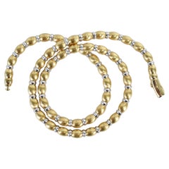 Zancan 18k Yellow & White Gold Polished & Brushed Beaded Necklace, 17" - 36.3g