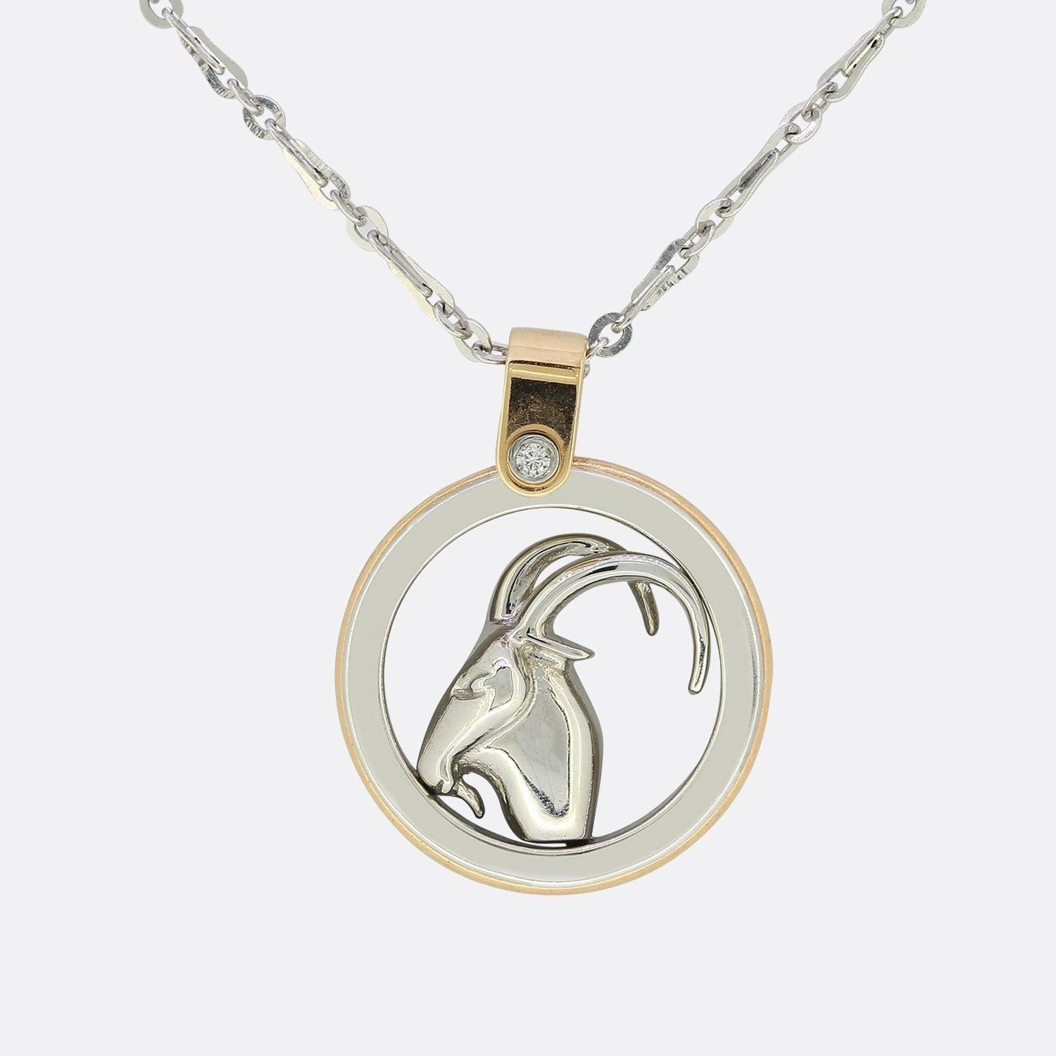 Zancan Capricorn Zodiac Pendant Necklace In Good Condition For Sale In London, GB
