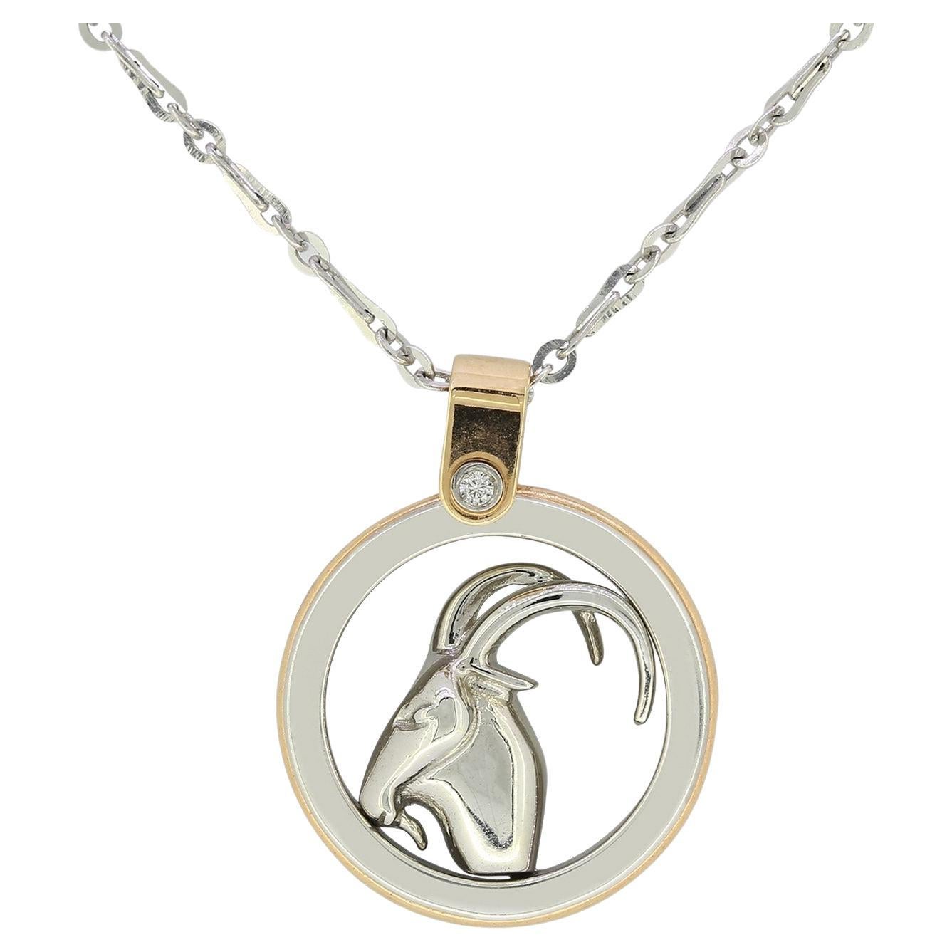 Zancan Capricorn Zodiac Pendant Necklace For Sale