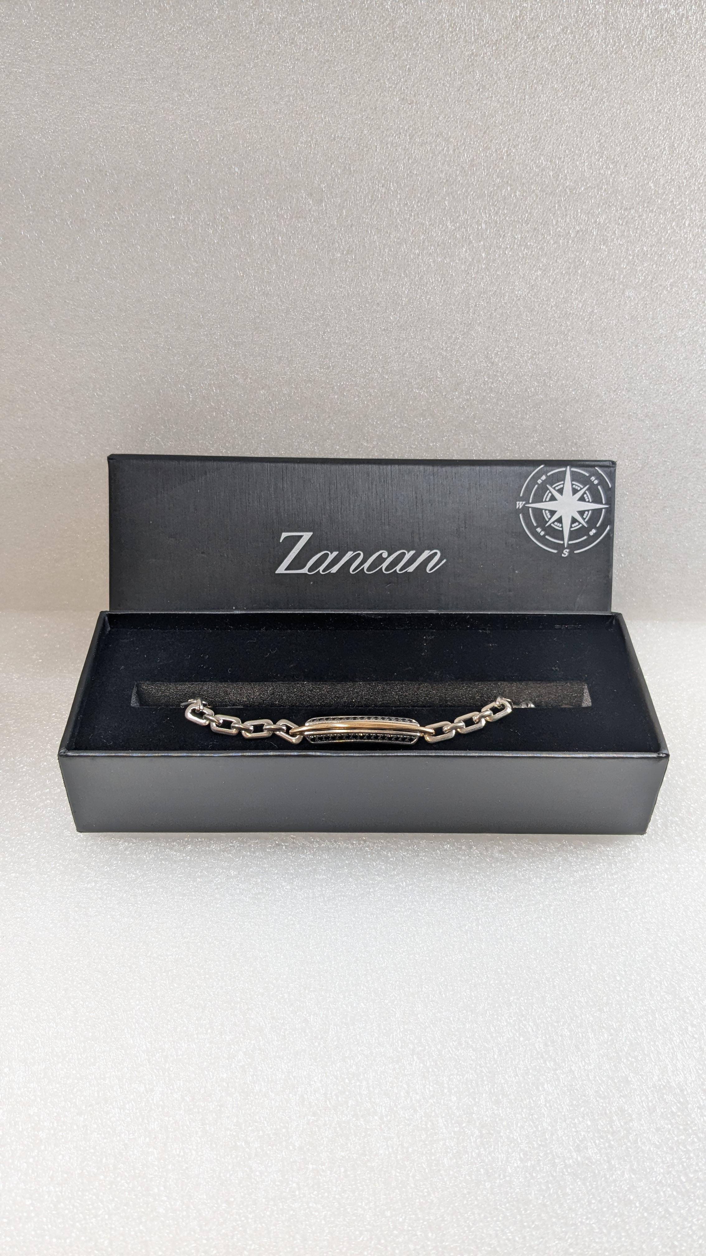 Zancan Cosmopolitanisches Armband aus Sterlingsilber, Roségold und schwarzen Spinellen für Damen oder Herren im Angebot
