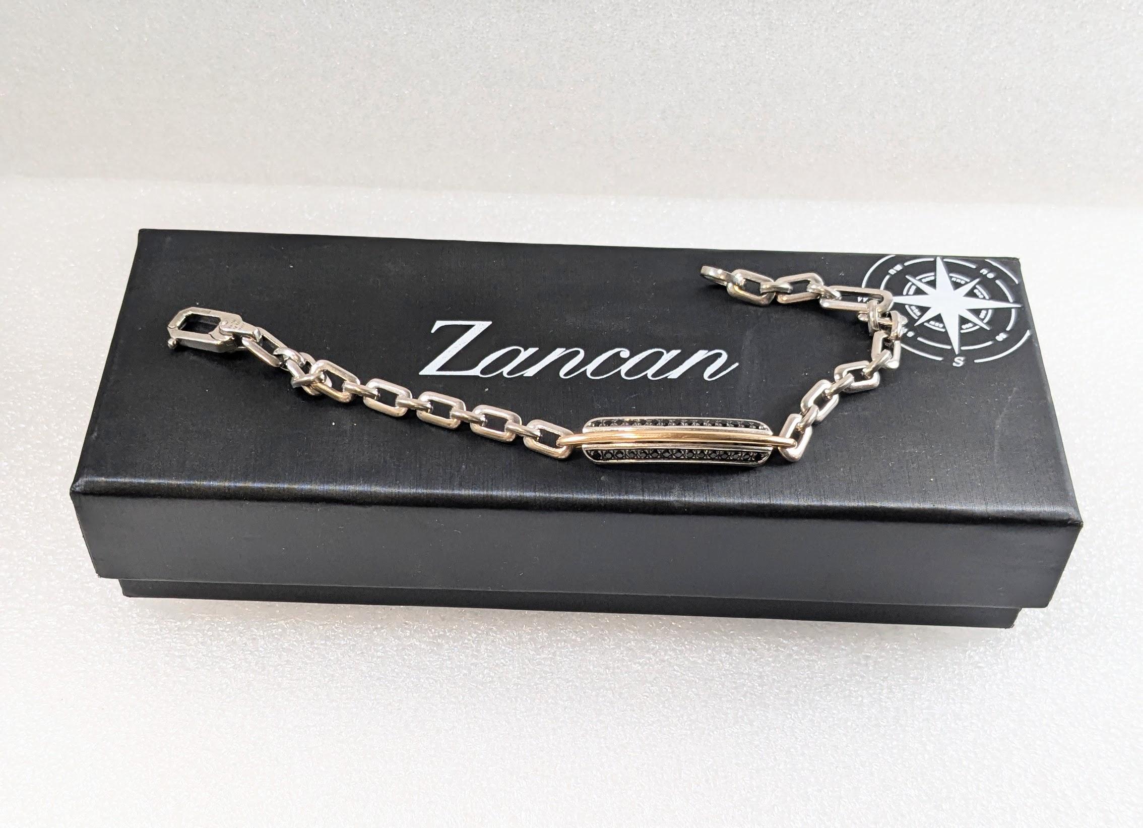 Zancan Cosmopolitanisches Armband aus Sterlingsilber, Roségold und schwarzen Spinellen im Angebot 1