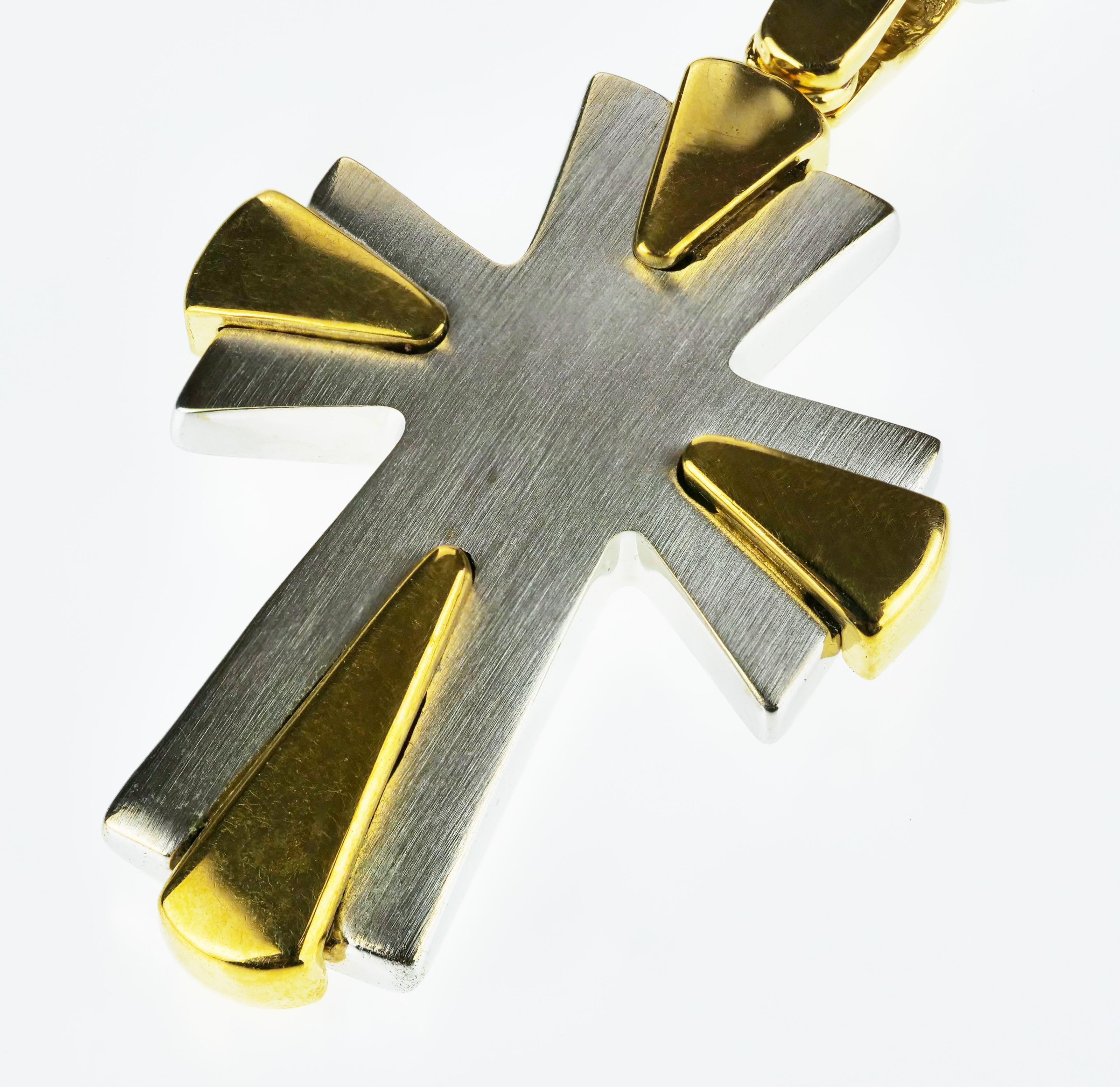 Zancan, Herren/Damen Kette & Kreuz Anhänger & Schreibtisch Charme/Halskette in 18K Gold (Moderne) im Angebot
