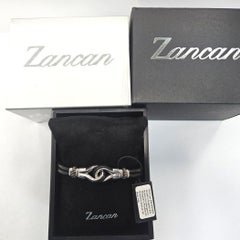 Zancan "Regata" Bracciale in argento e pelle nera con nodo nautico