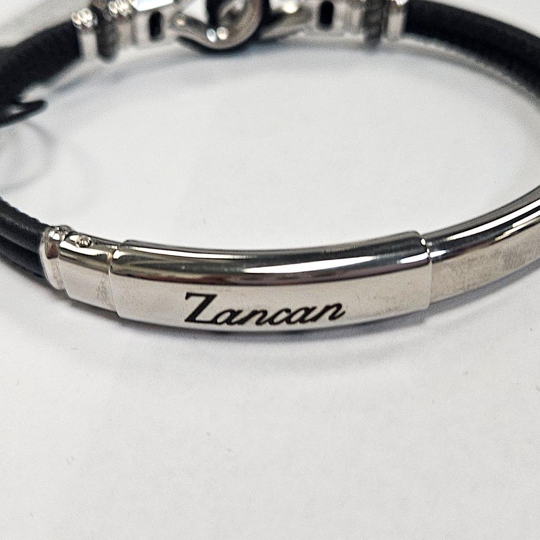 Moderne Bracelet en argent sterling et cuir noir à nœuds nautiques Zancan 