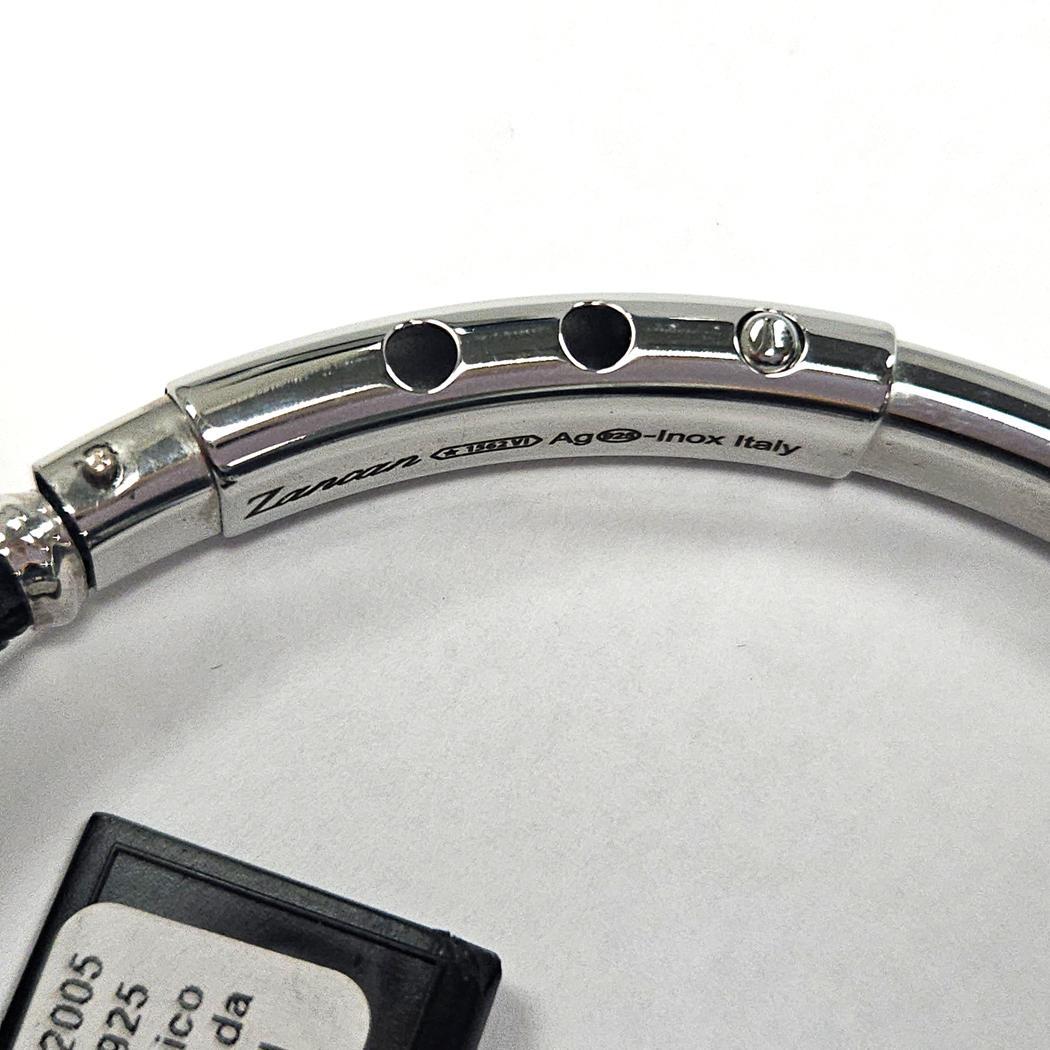 Bracelet en argent sterling et cuir noir à nœuds nautiques Zancan 