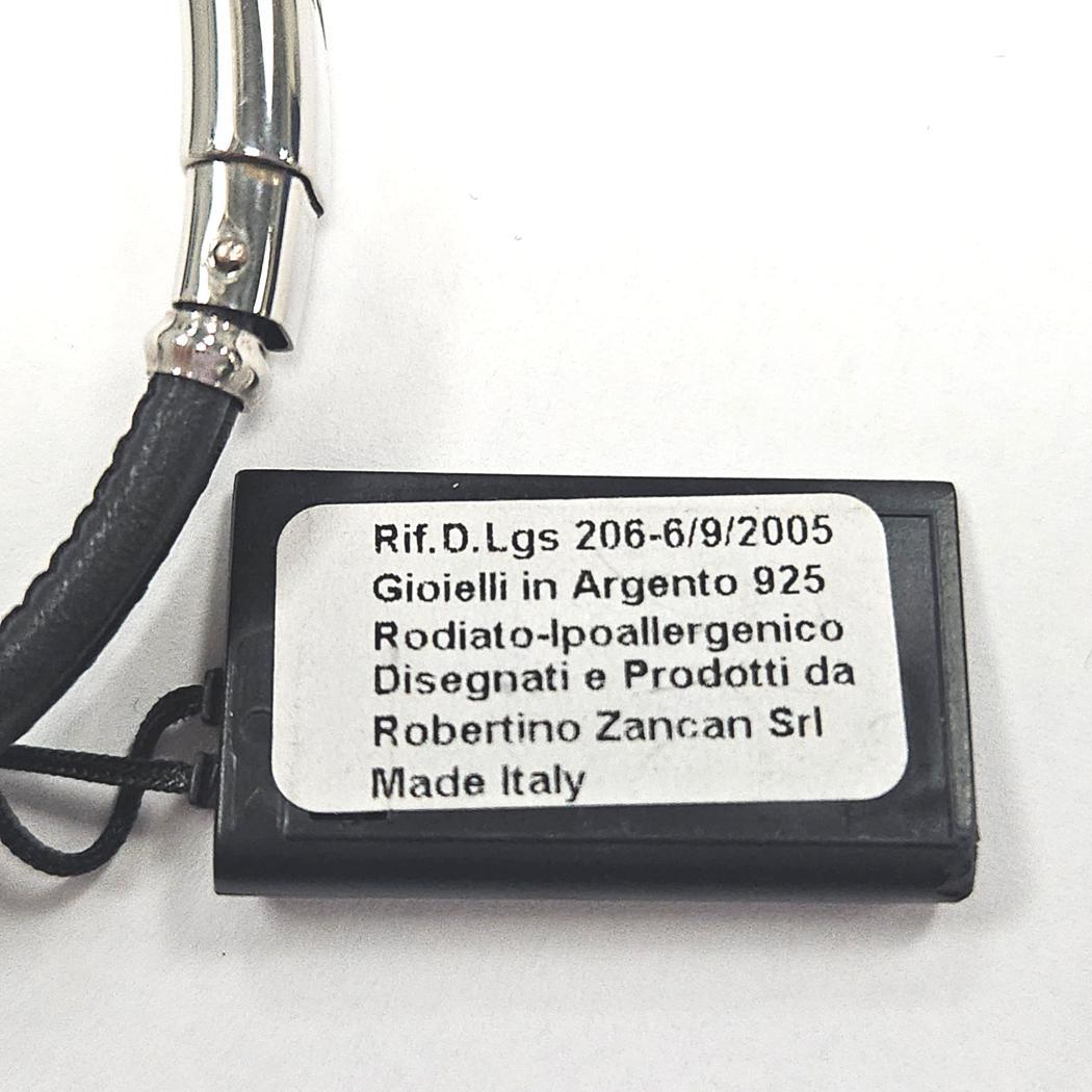 Bracelet en argent sterling et cuir noir à nœuds nautiques Zancan 