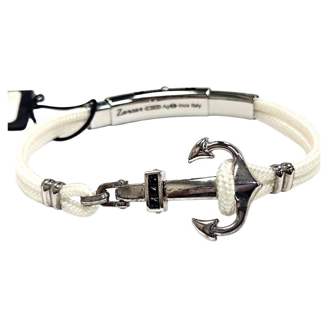 Zancan "Regata" Sterling Silber & Weiß nautischen Seil Anker Armband - New im Angebot
