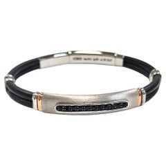 Zancan “Rekord” Sterling Silver, 18kt Gold & Black Spinel Bracelet – New