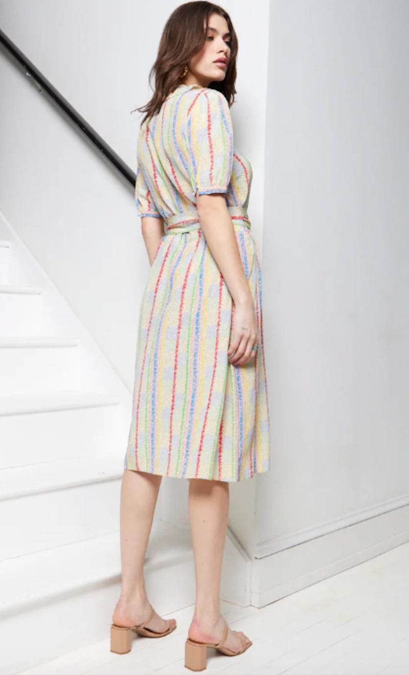 Zandra Rhodes 1970s Multi Color Silk Dress In Excellent Condition For Sale In New York, NY