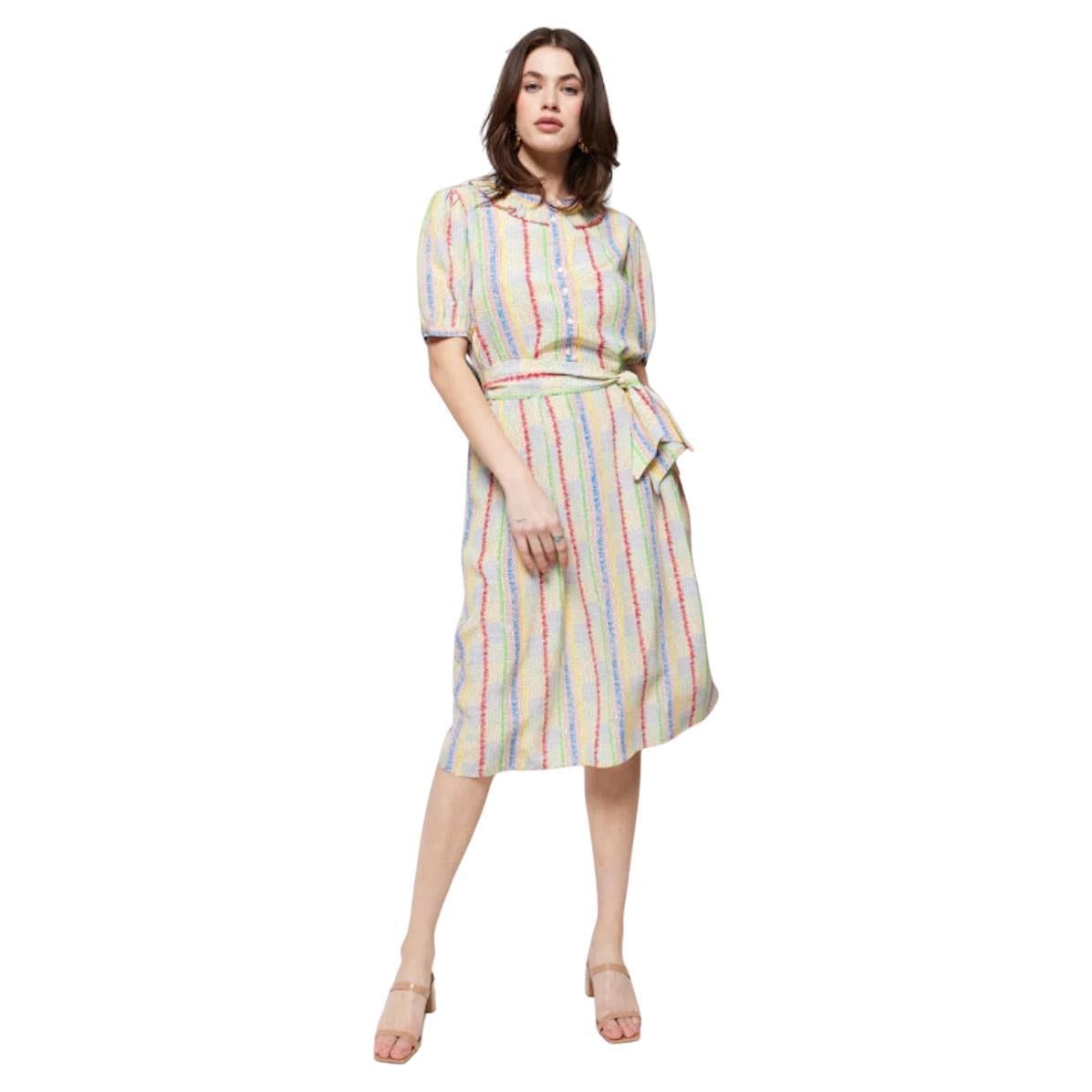 Zandra Rhodes 1970s Multi Color Silk Dress For Sale