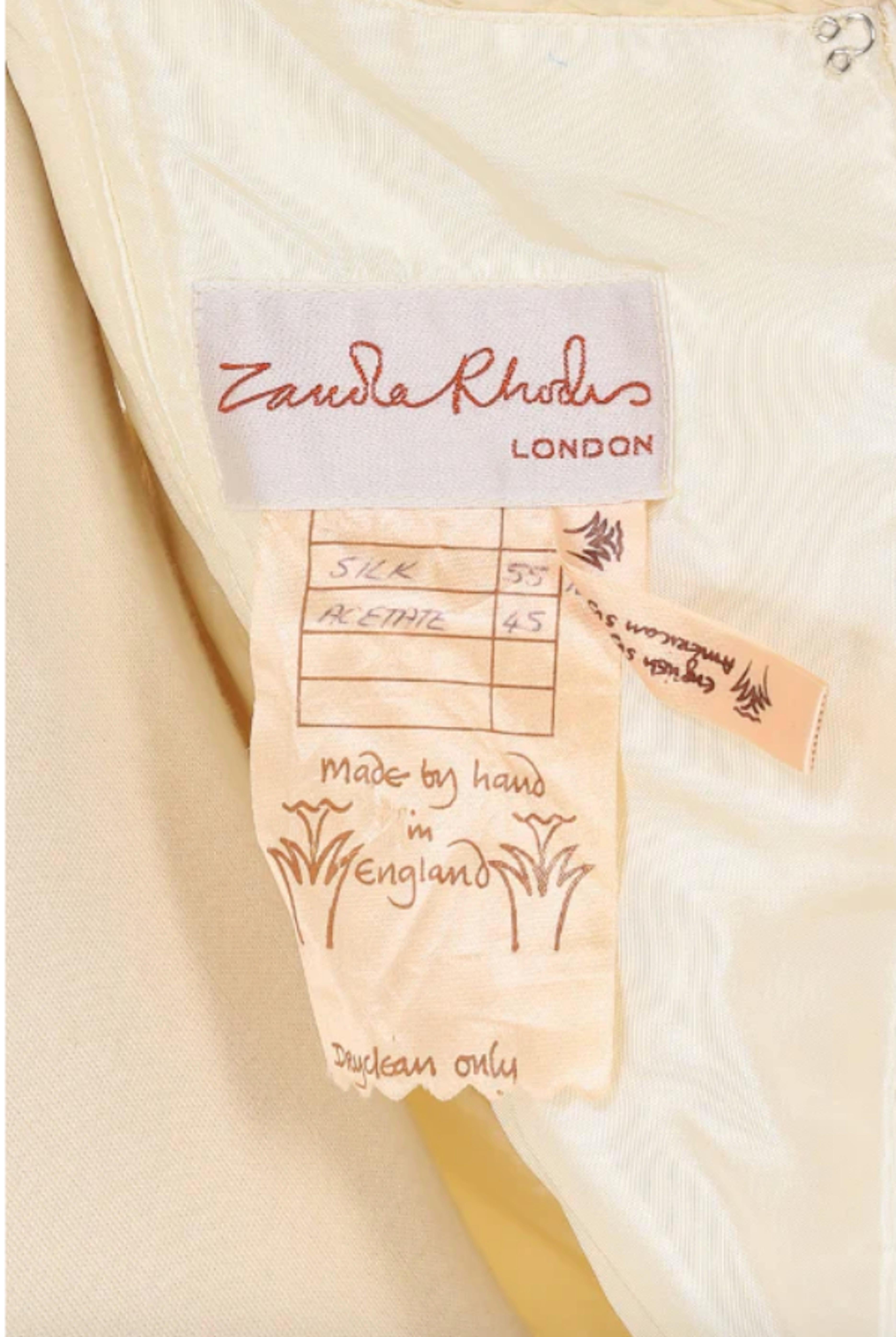 Zandra Rhodes Vestido sin hombros blanco años 80 en Excelente estado para la venta en New York, NY
