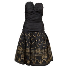 Zandra Rhodes Schwarzes Abendkleid aus Seide