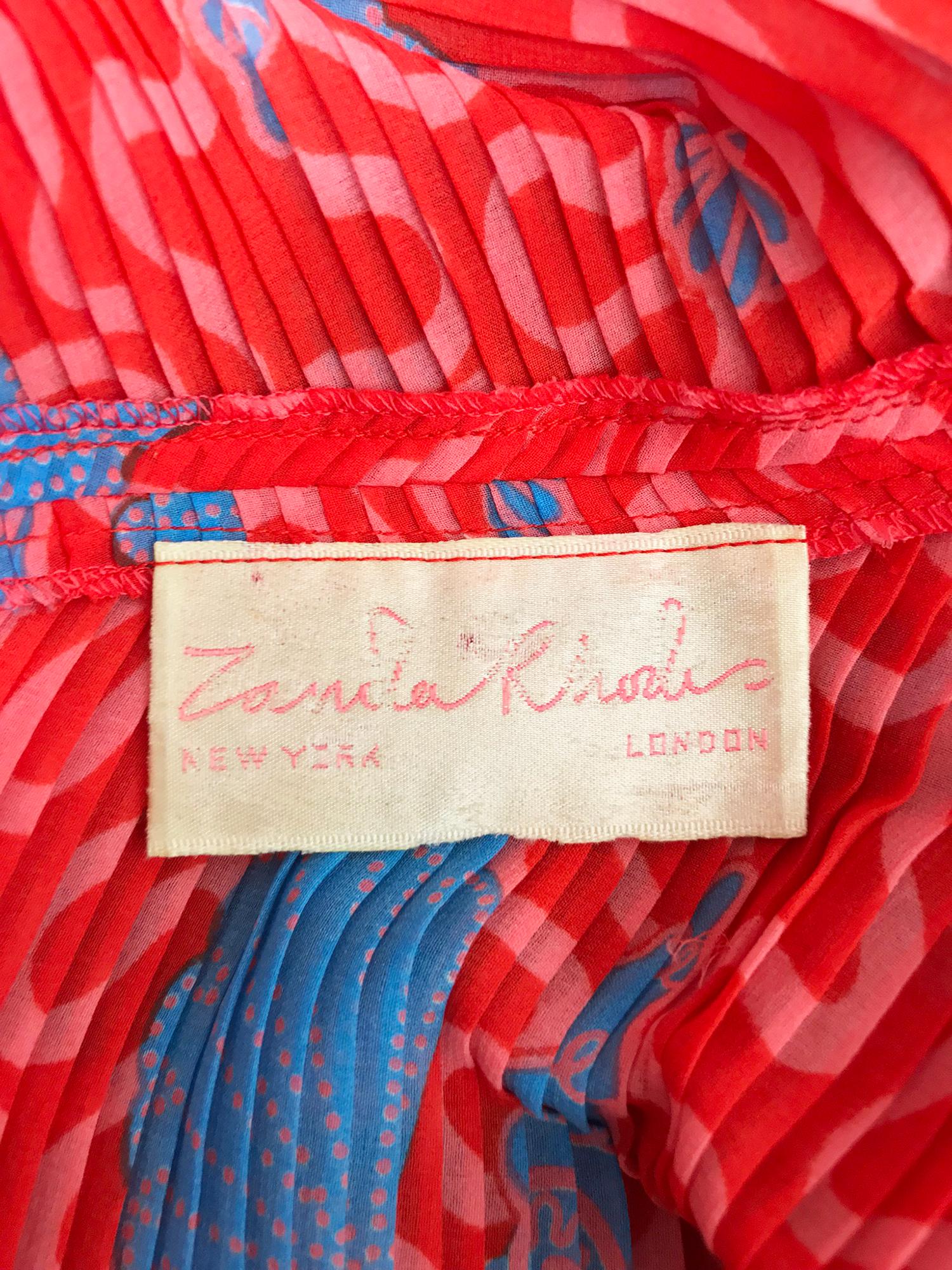 Zandra Rhodes Coquille Print Pleated Caftan and Maxi Dress Set 1970s 10