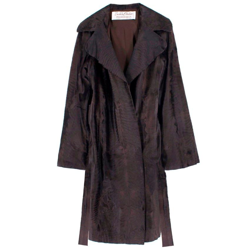 Zandra Rhodes Dark Brown Lambs Fur Coat US 04 at 1stDibs