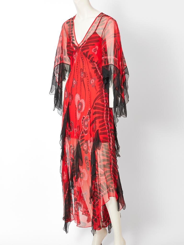 Pink Zandra Rhodes Iconic Print Midi Dress with Tulle.