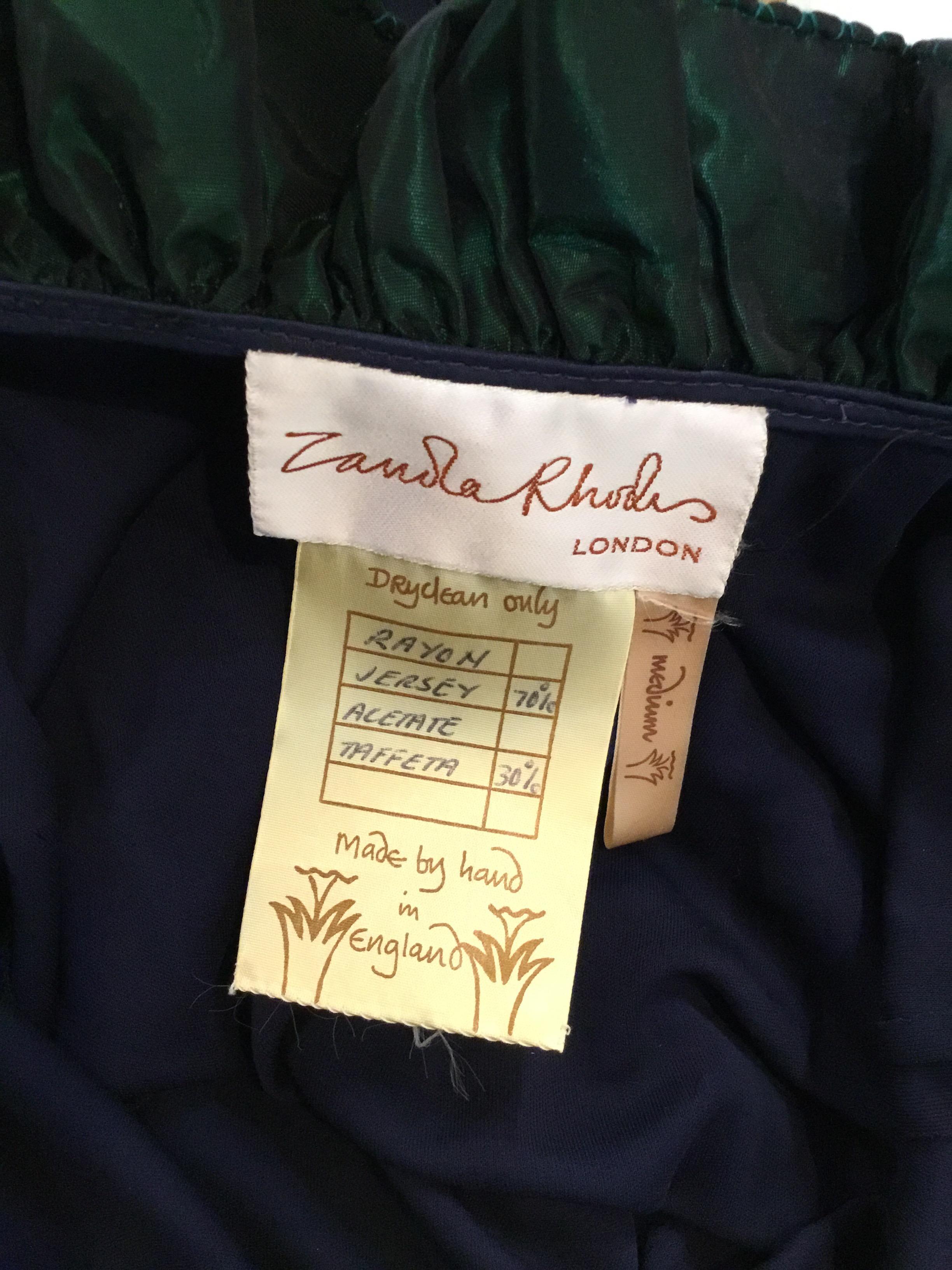 Zandra Rhodes Maxi Jersey Dress Ruffle Taffeta Collar  In Excellent Condition In Carmel, CA